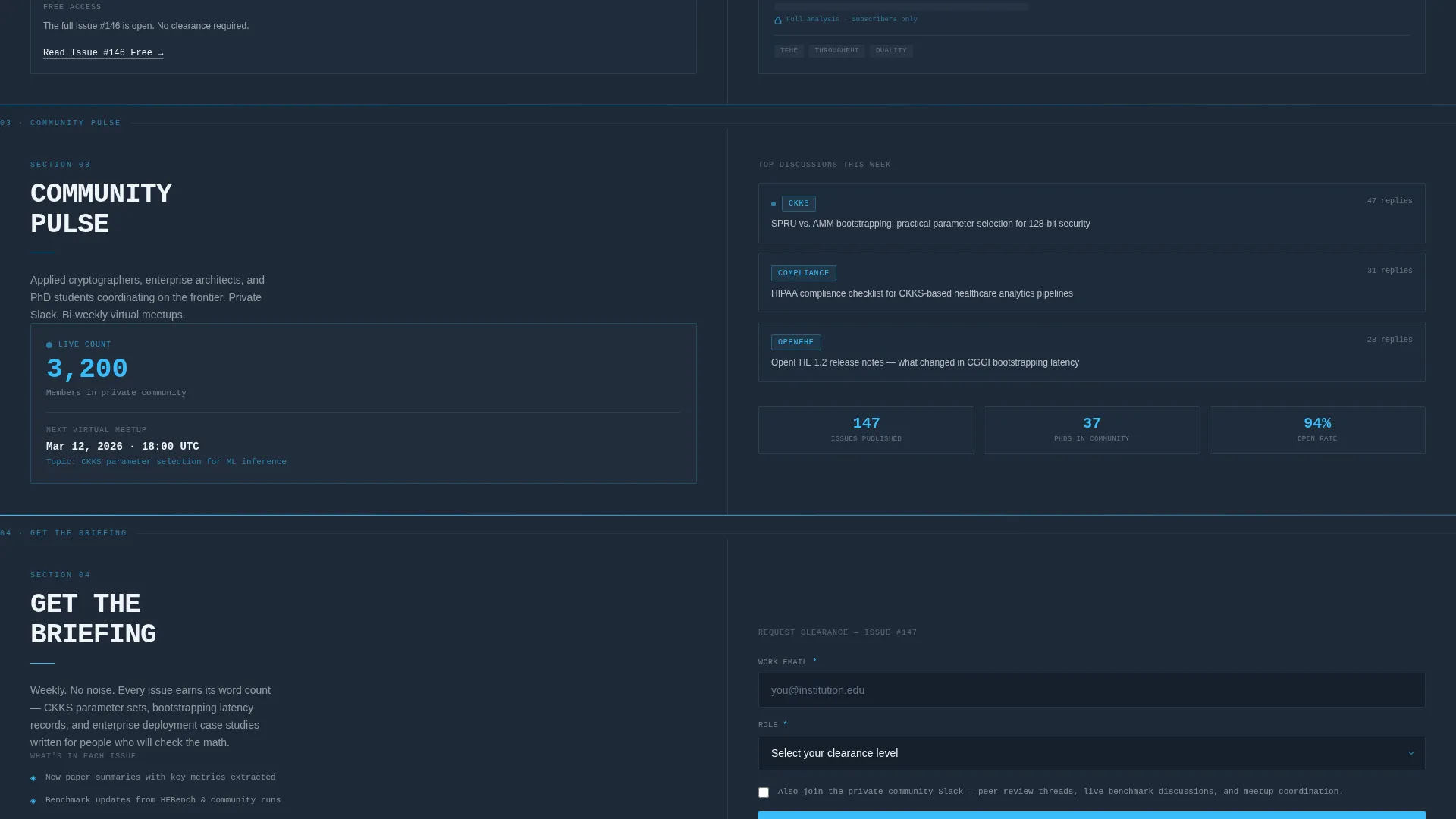 Homomorphic Encryption Newsletter Landing Page