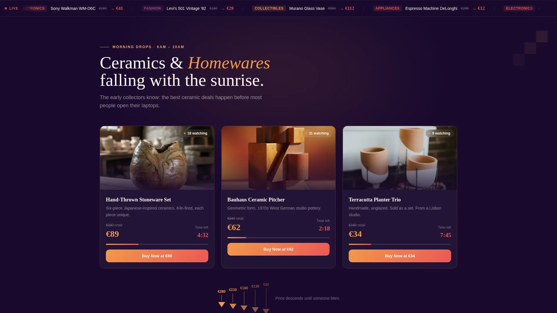 Auction Platforms & Types Pricing Website Template