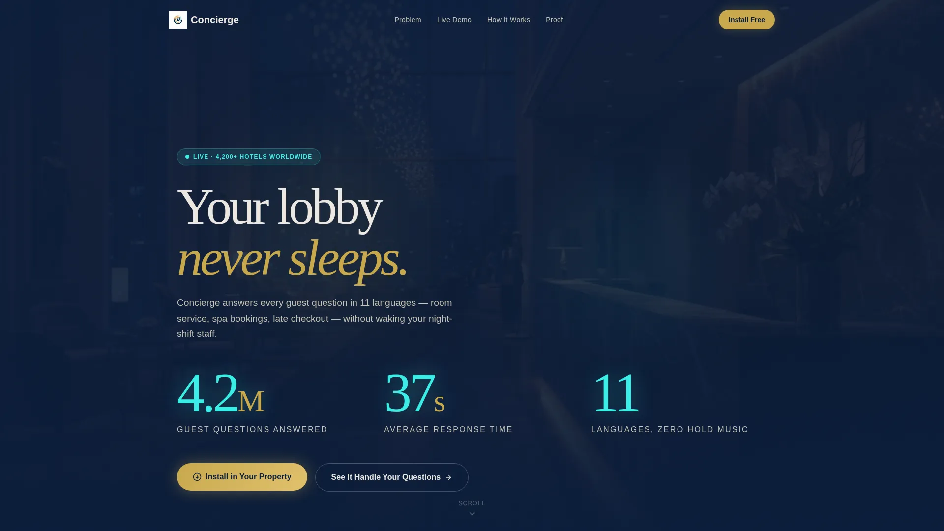 Hospitality AI Chatbot Landing Page Template