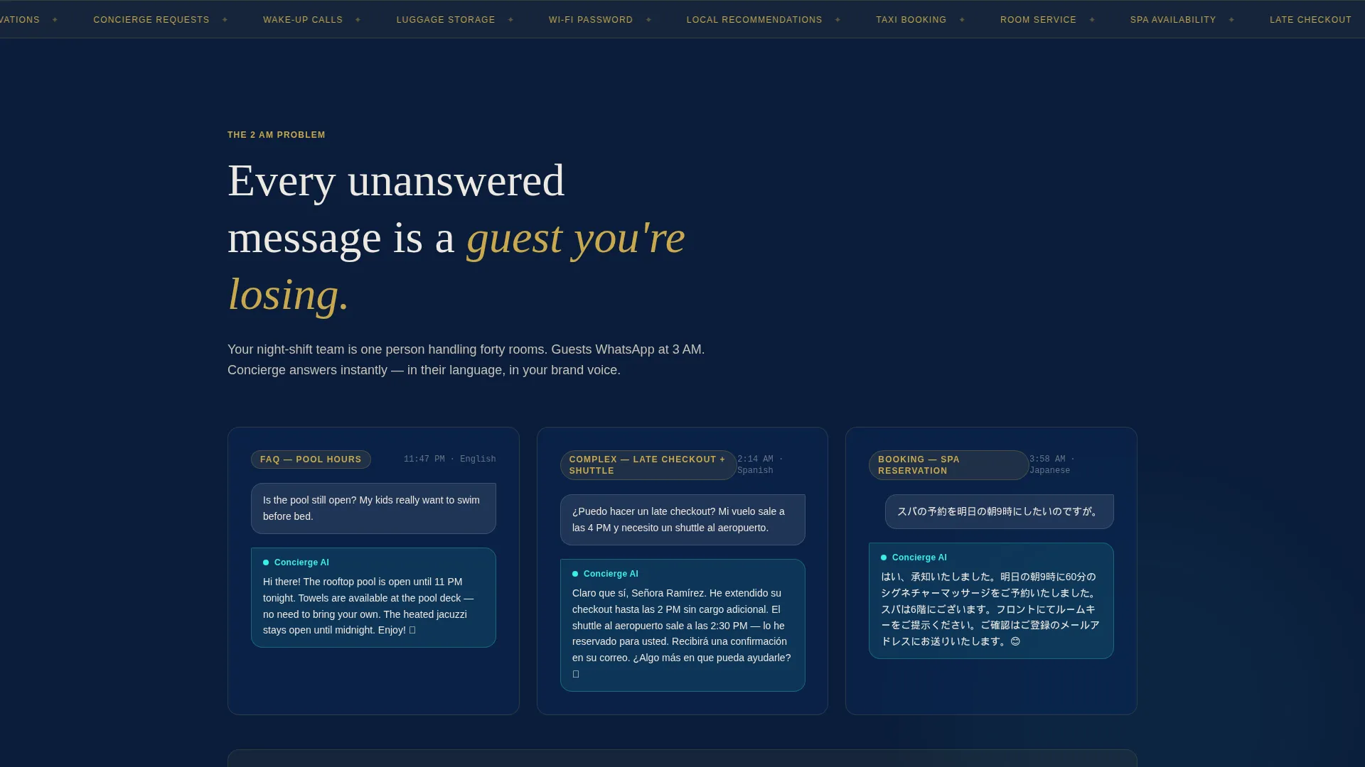 Hospitality AI Chatbot Landing Page Template