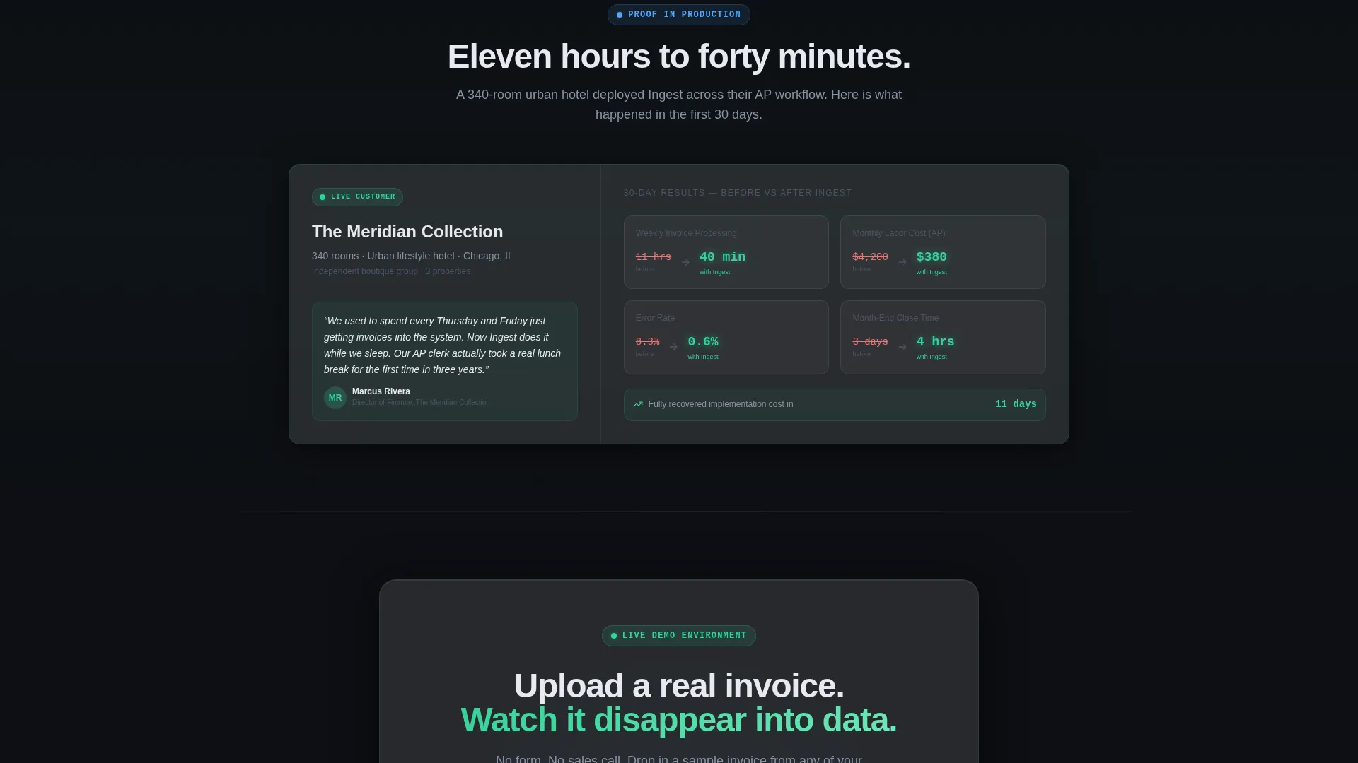 Hospitality AI Document Processing Landing Page
