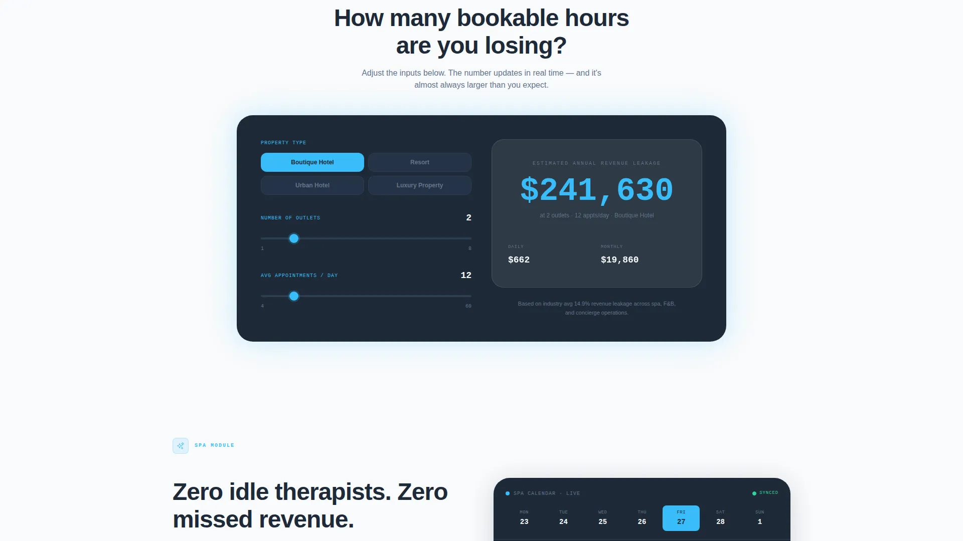 Hospitality Appointment Scheduling Landing Page