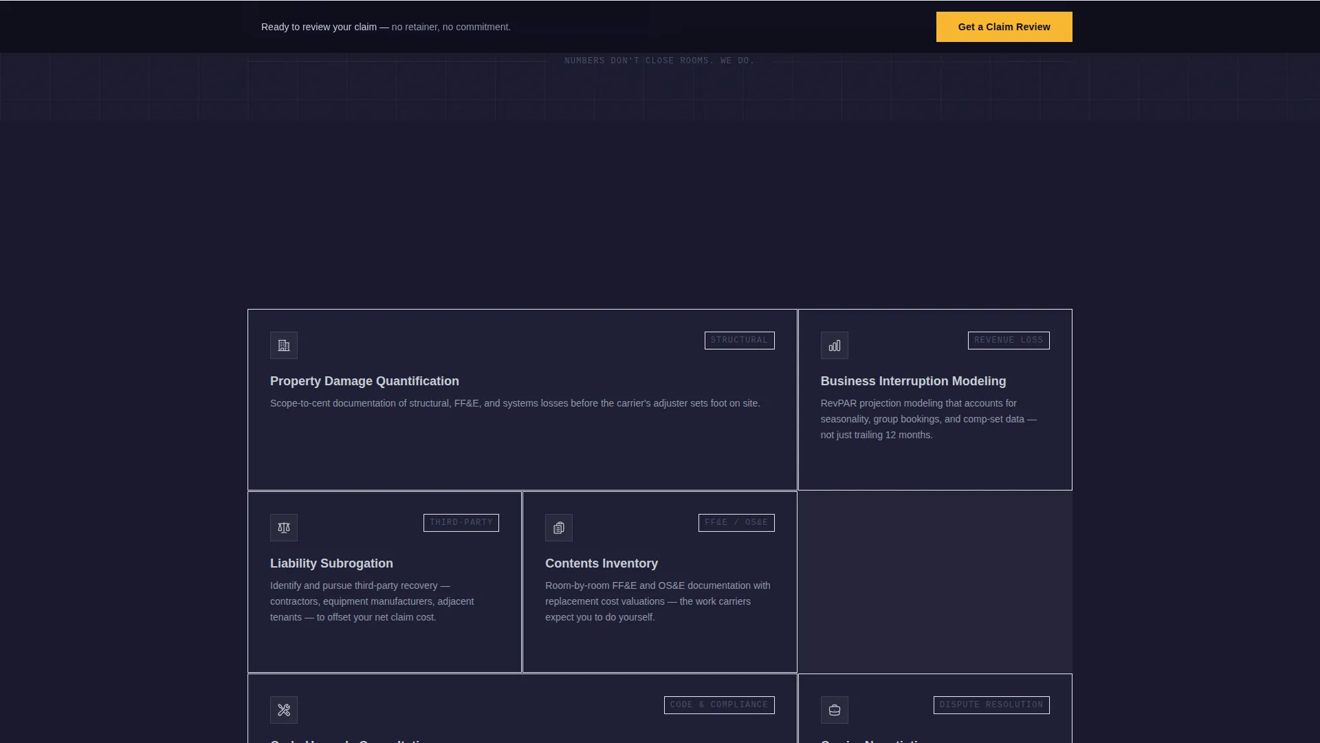 Hospitality Claims Management Landing Page Template