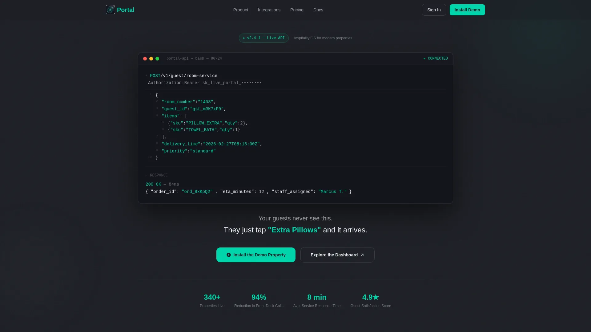 Hospitality Customer Portal Landing Page Template