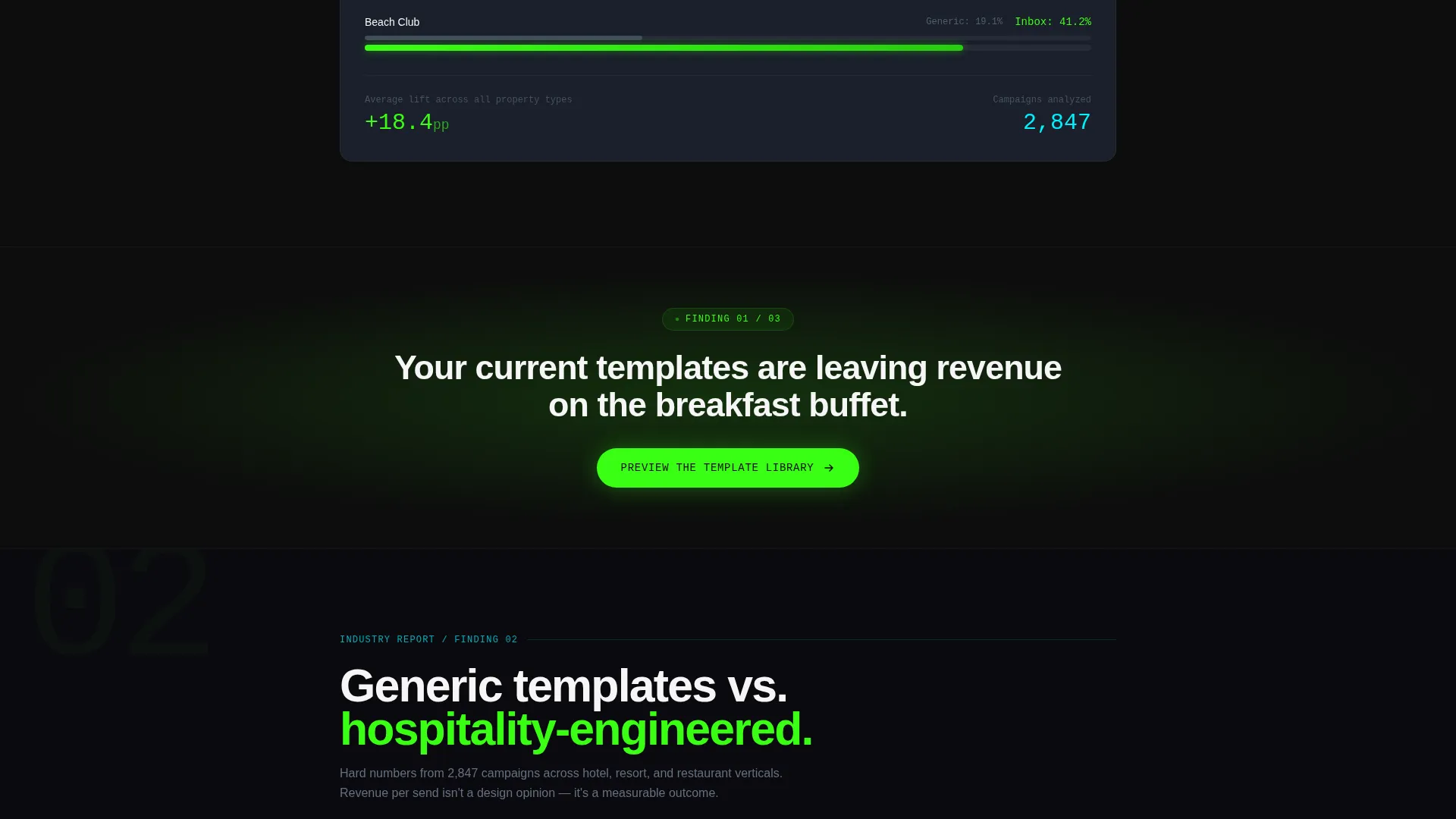 Hospitality Email Newsletter Landing Page Template