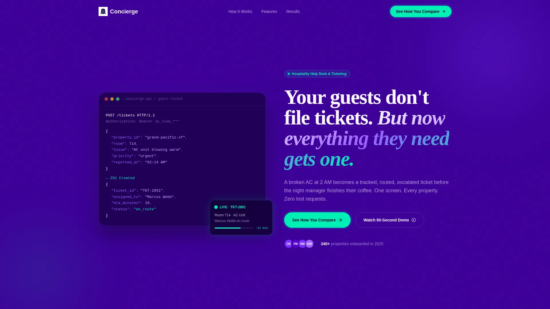 Hospitality Help Desk Landing Page Template