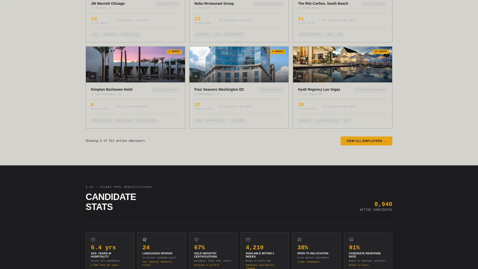 Brutalist Hospitality Job Board Landing Page Template