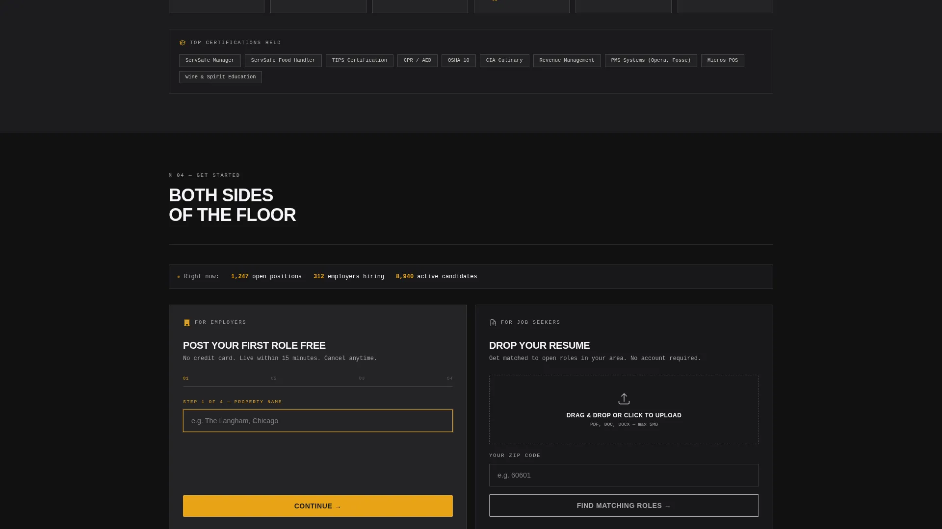 Brutalist Hospitality Job Board Landing Page Template