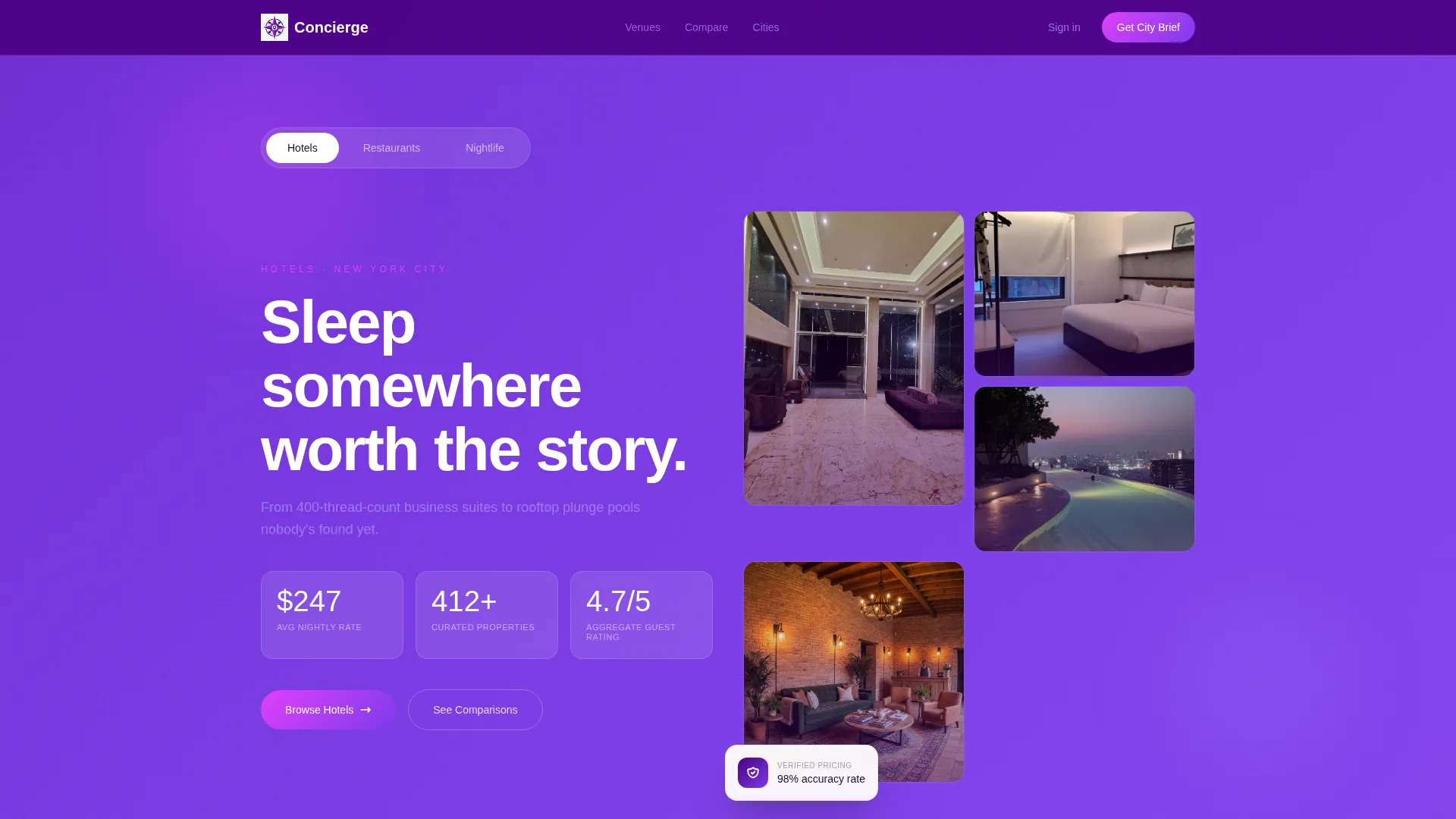 Curated Hospitality Directory Landing Page Template
