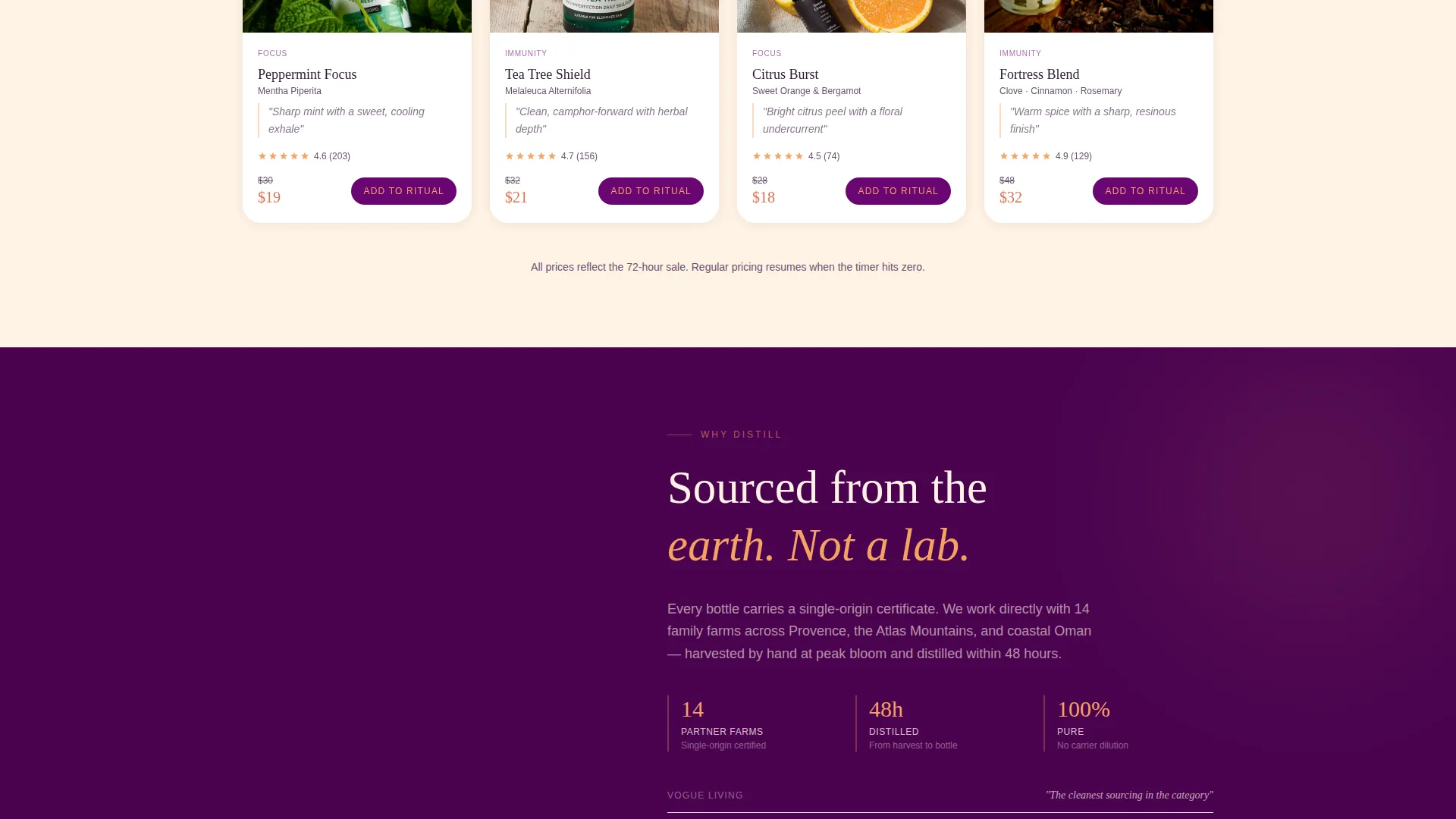 Essential Oils & Diffusers Store Specialist Pricing Website Template