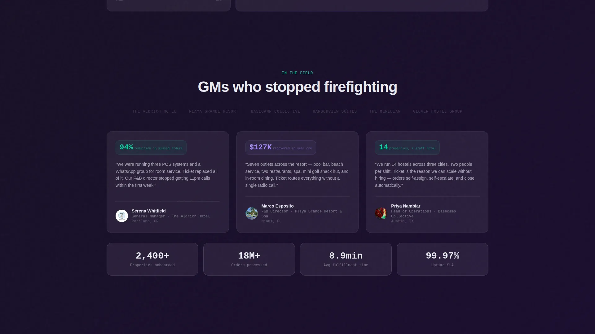 Hospitality Order Management Landing Page Template