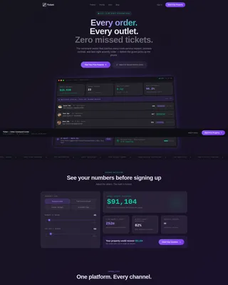 Hospitality Order Management Landing Page Template
