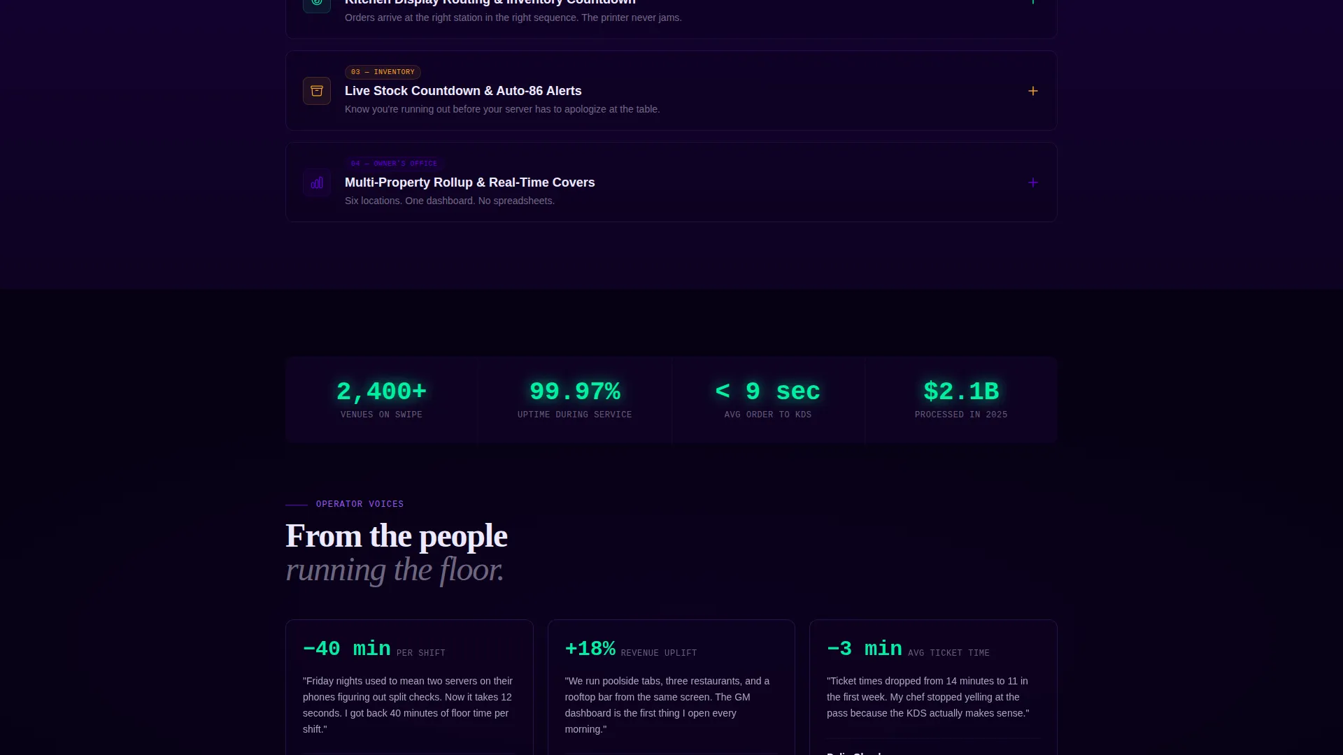 Hospitality POS System Landing Page Template