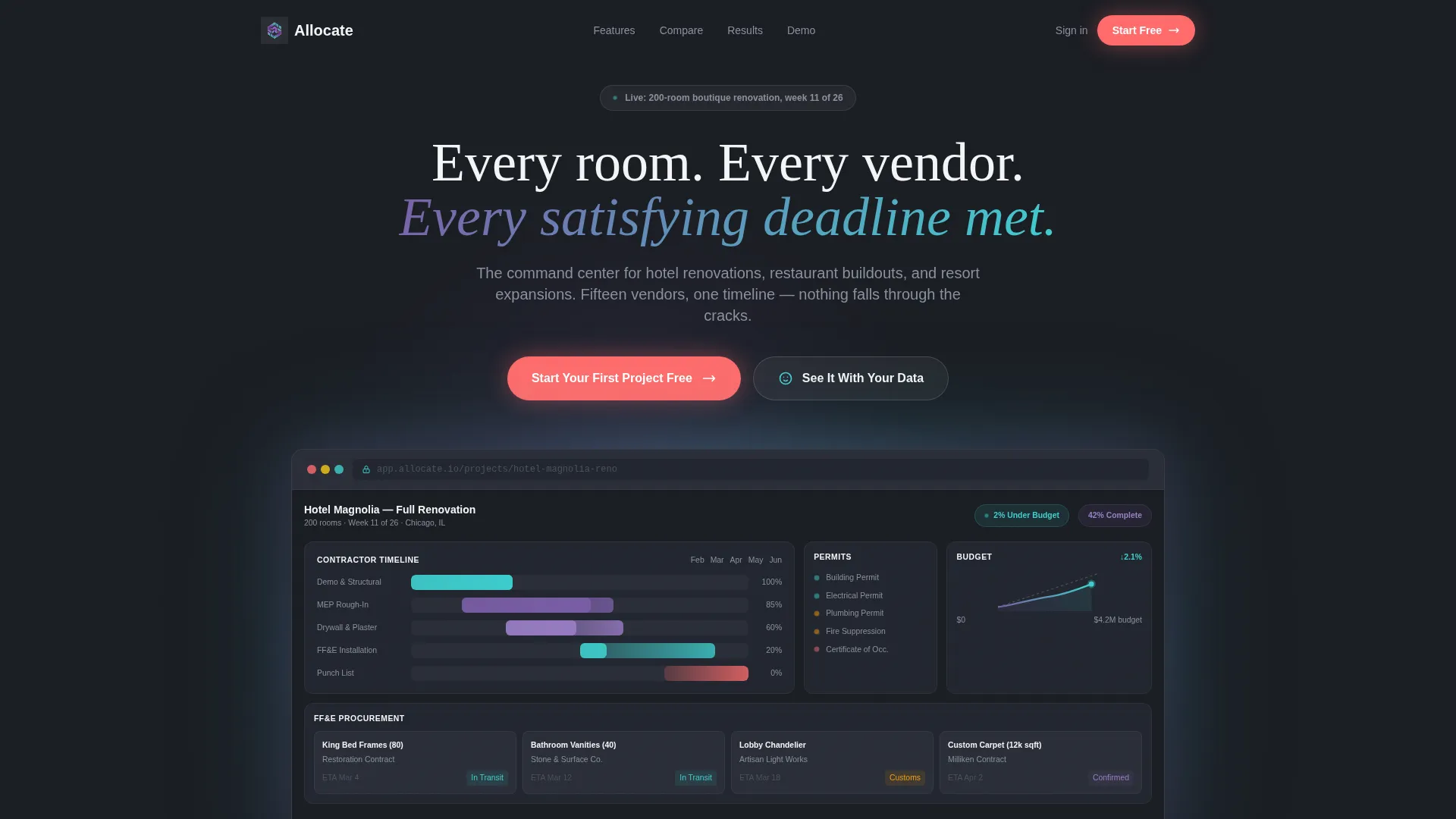 Hospitality Project Management Landing Page Template