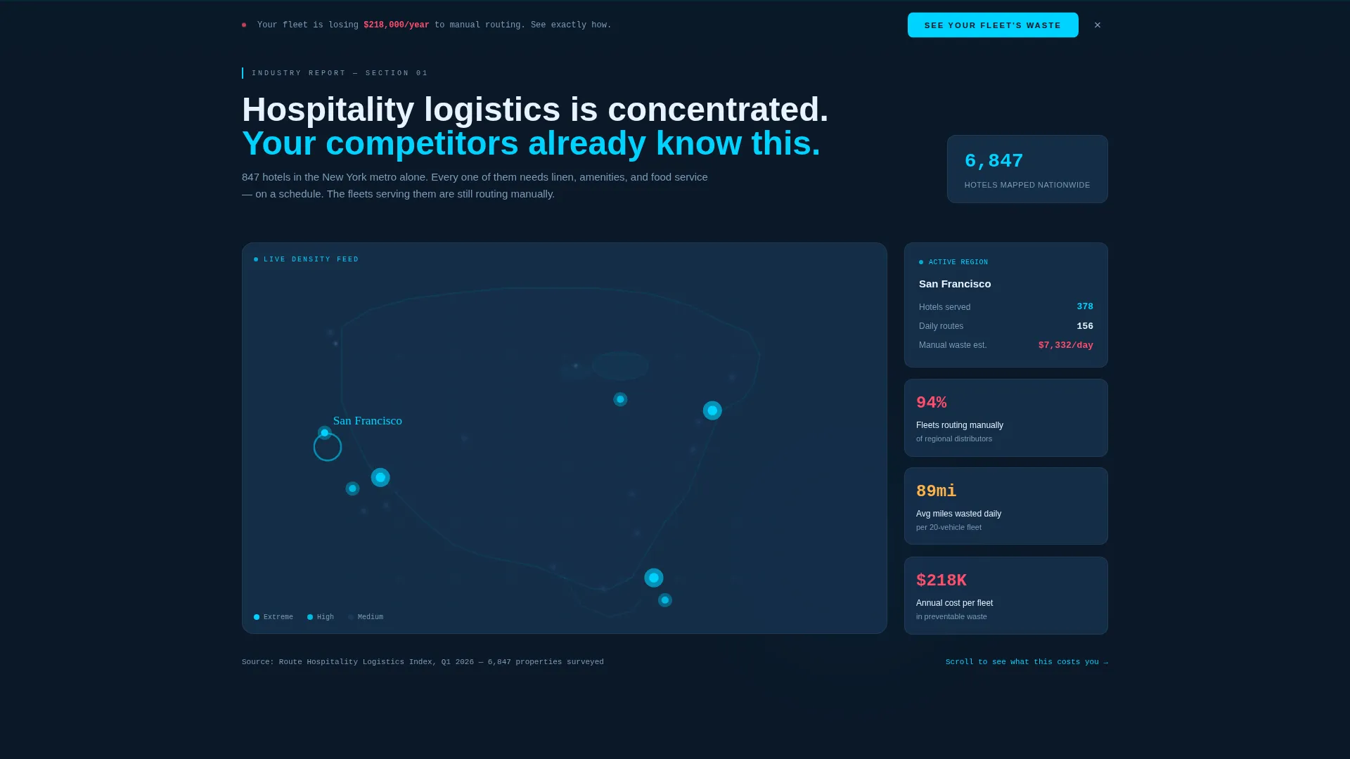 Hospitality Route Optimization Landing Page Template