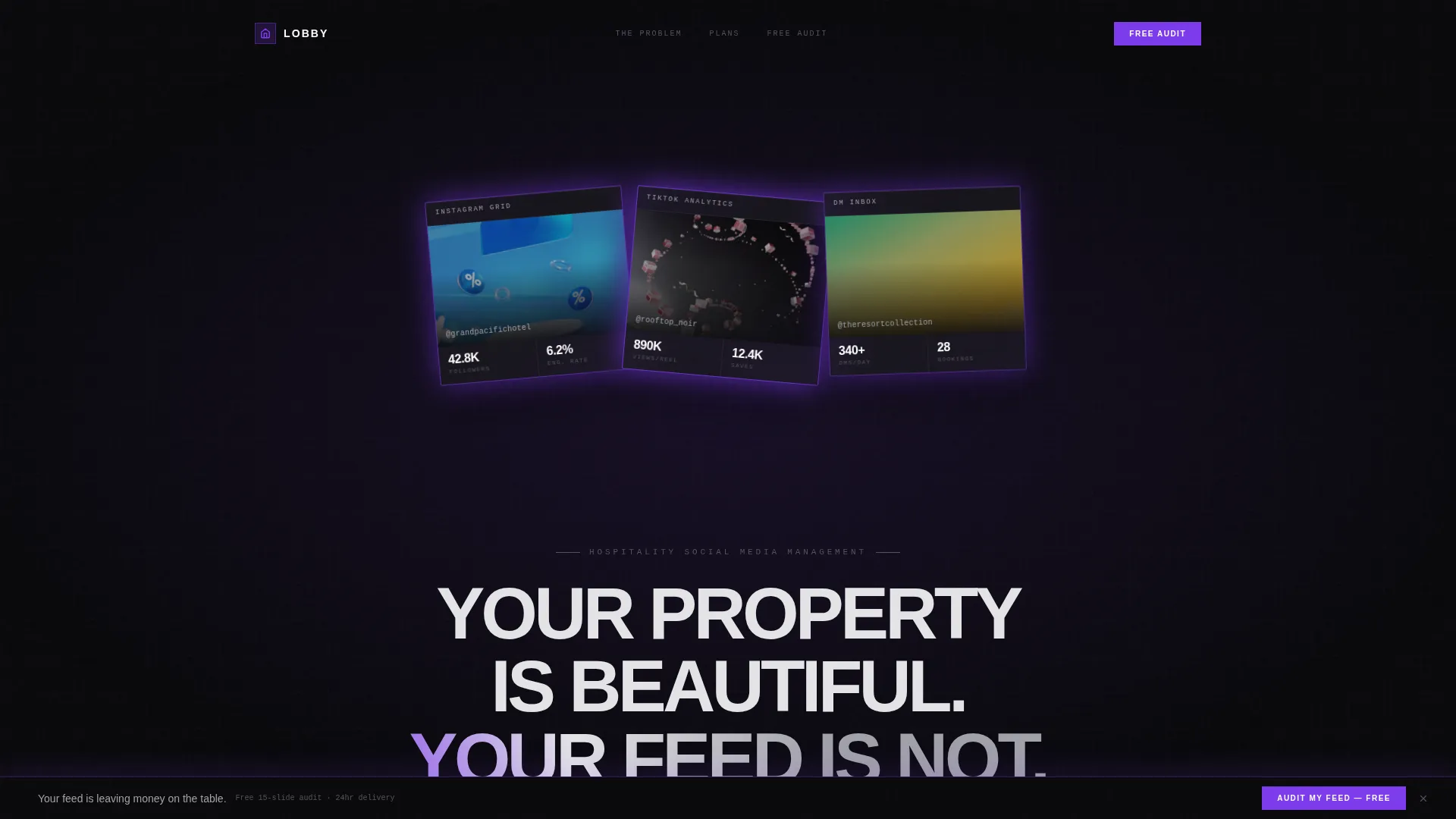 Bold Hospitality Social Media Agency Landing Page