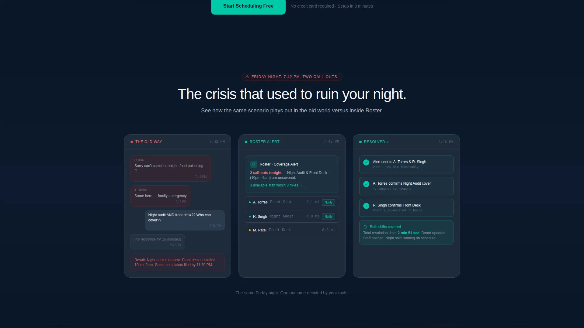Hospitality Staff Scheduling Landing Page Template