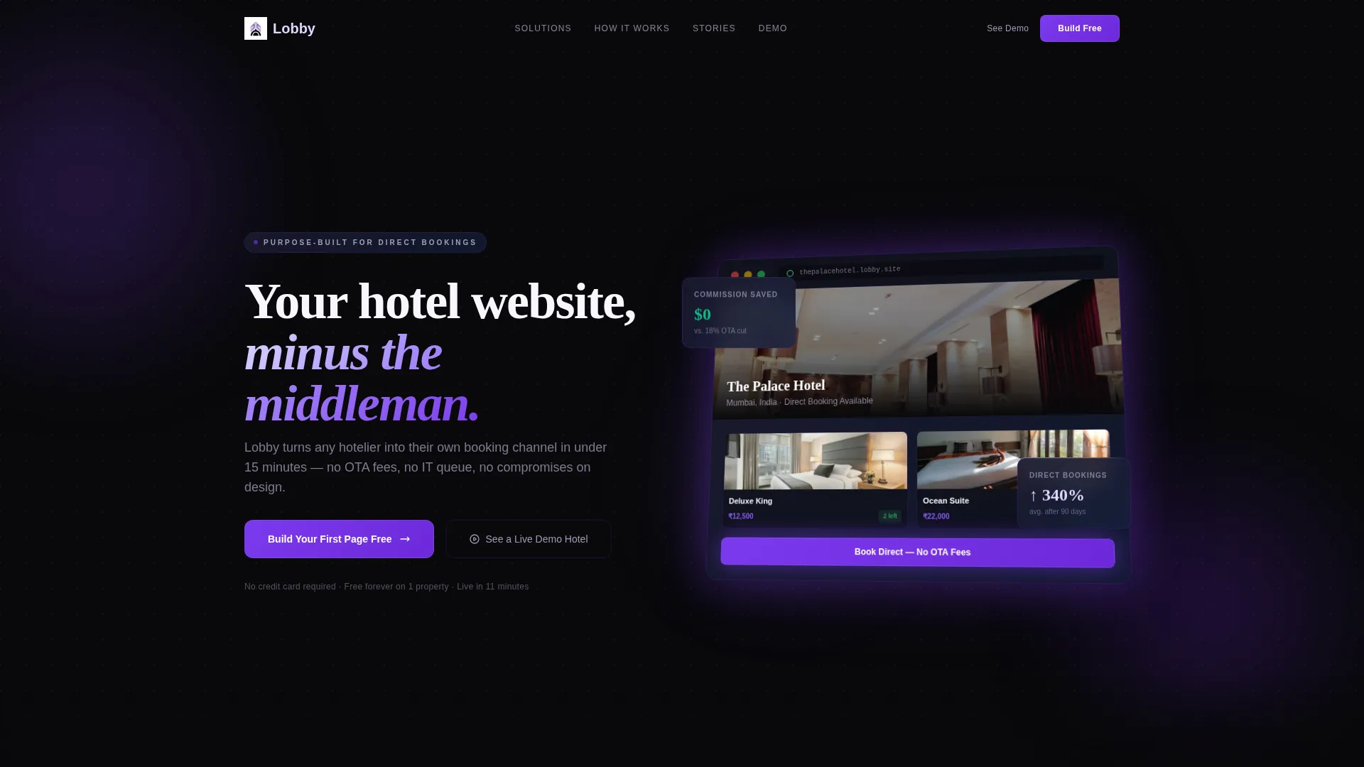 Hospitality Landing Page Template for Direct Bookings