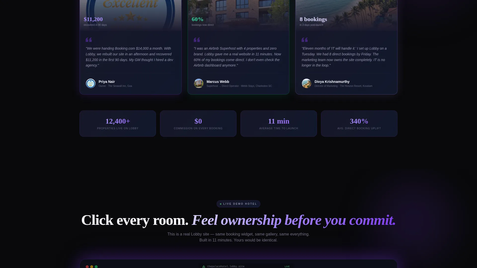 Hospitality Landing Page Template for Direct Bookings