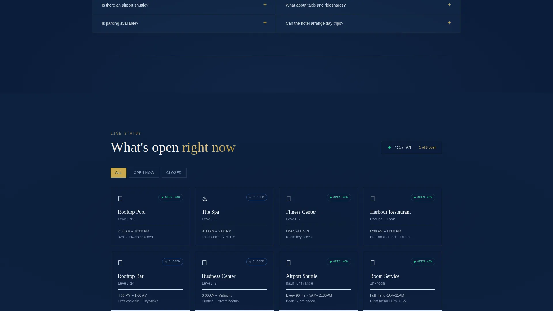 Hotel Interactive FAQ & Personalized Stay Calculator Website Template