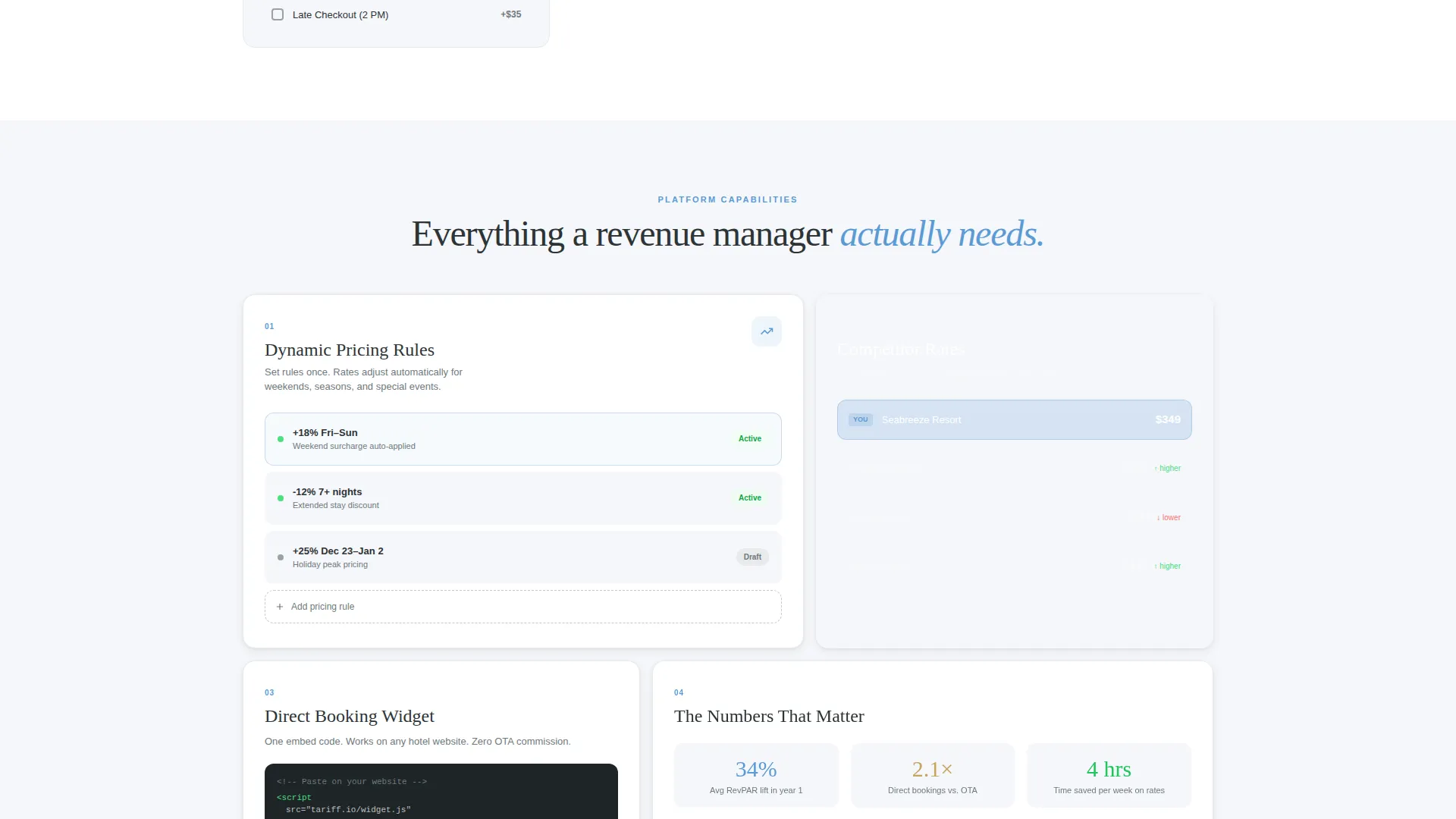 Hotel Room Types & Seasonal Rates Comparison Website Template