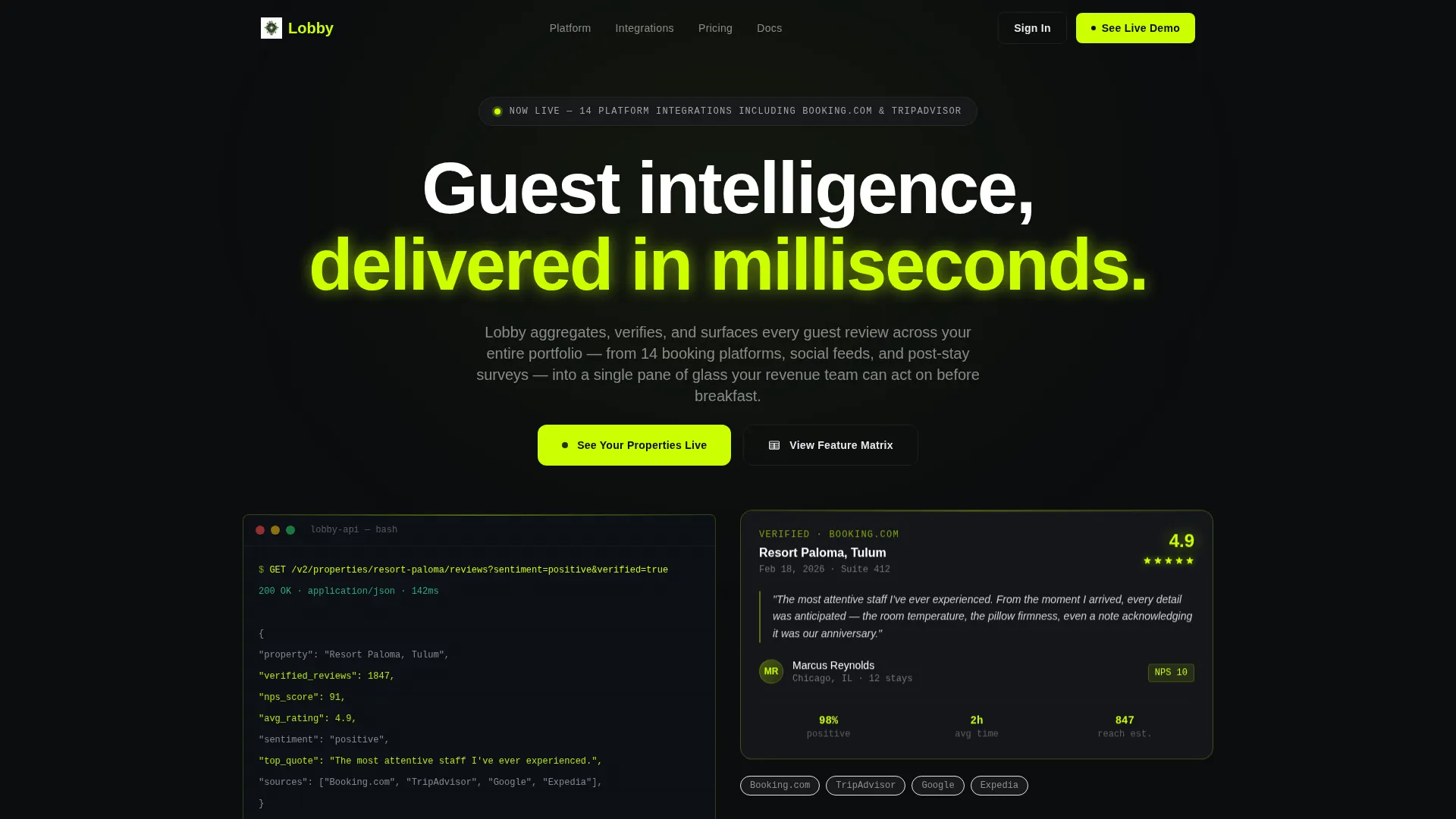 Hotel Guest Reviews & Verified Testimonials Website Template