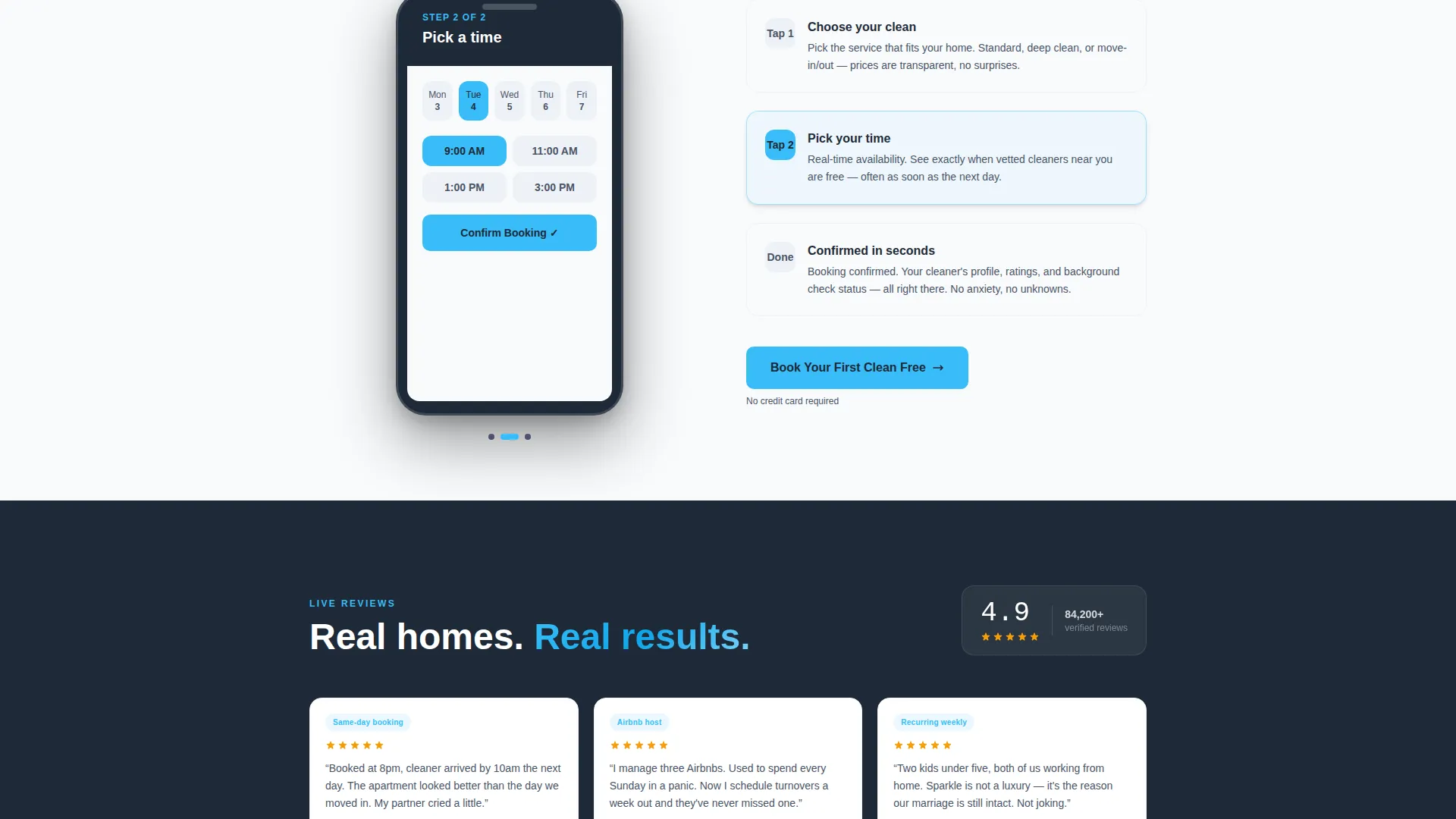 House Cleaning Booking App Landing Page Template