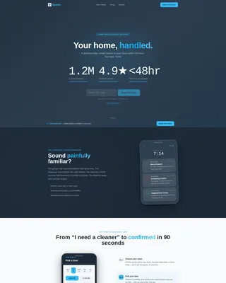 House Cleaning Booking App Landing Page Template