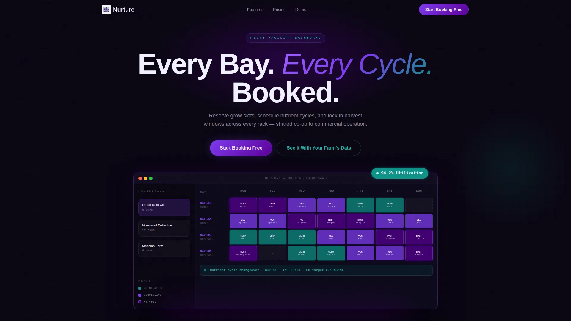 Hydroponics Booking System Landing Page Template