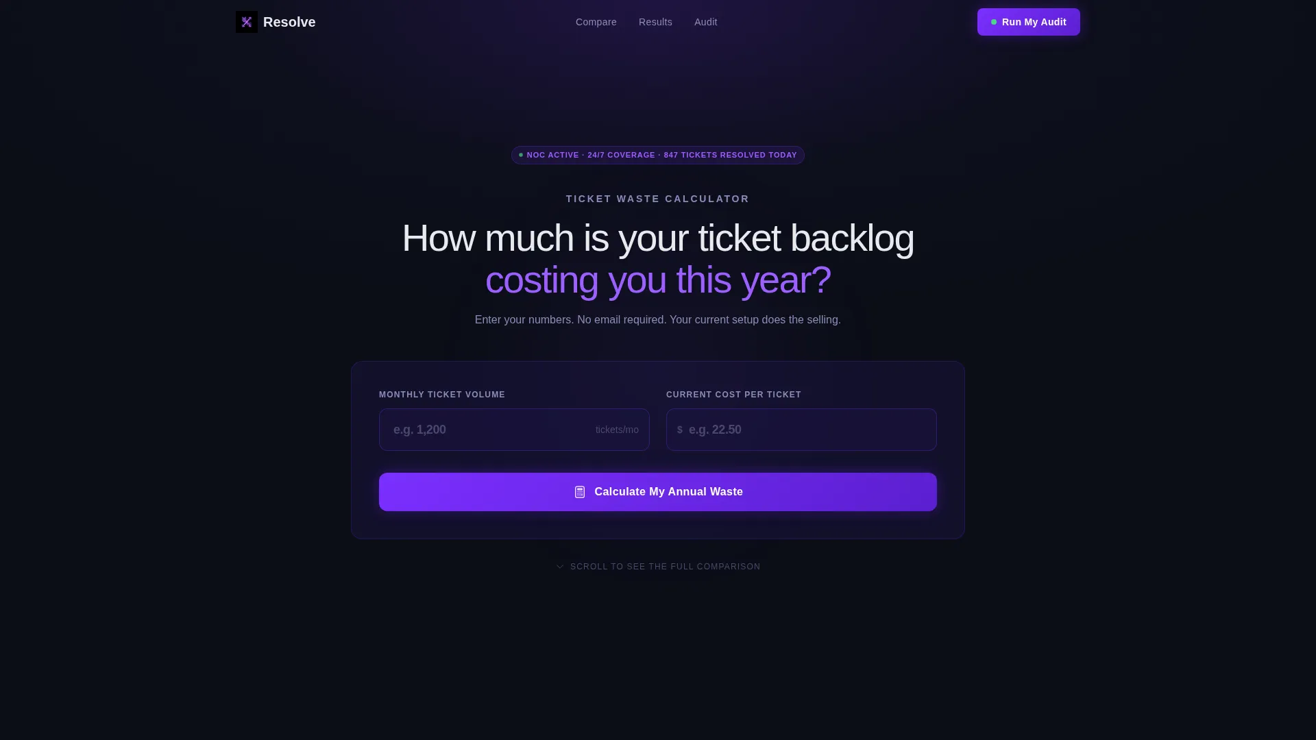 IT Help Desk Comparison Landing Page Template