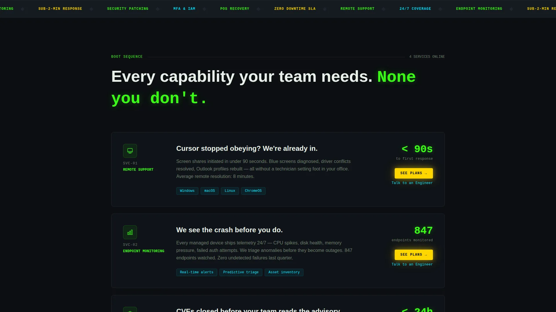 IT Help Desk Support Landing Page Template