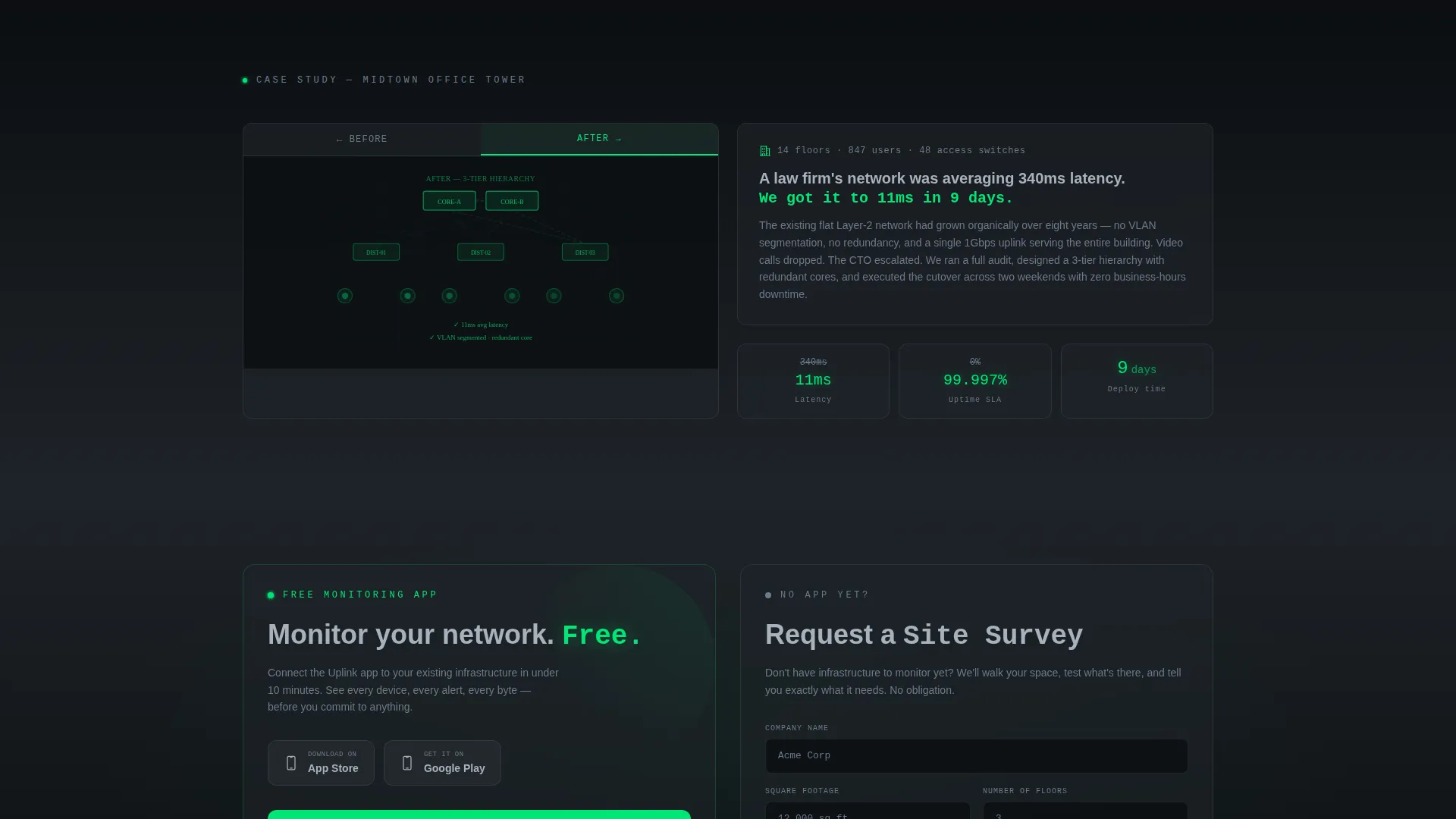 Bento Grid Landing Page for IT Networking Teams