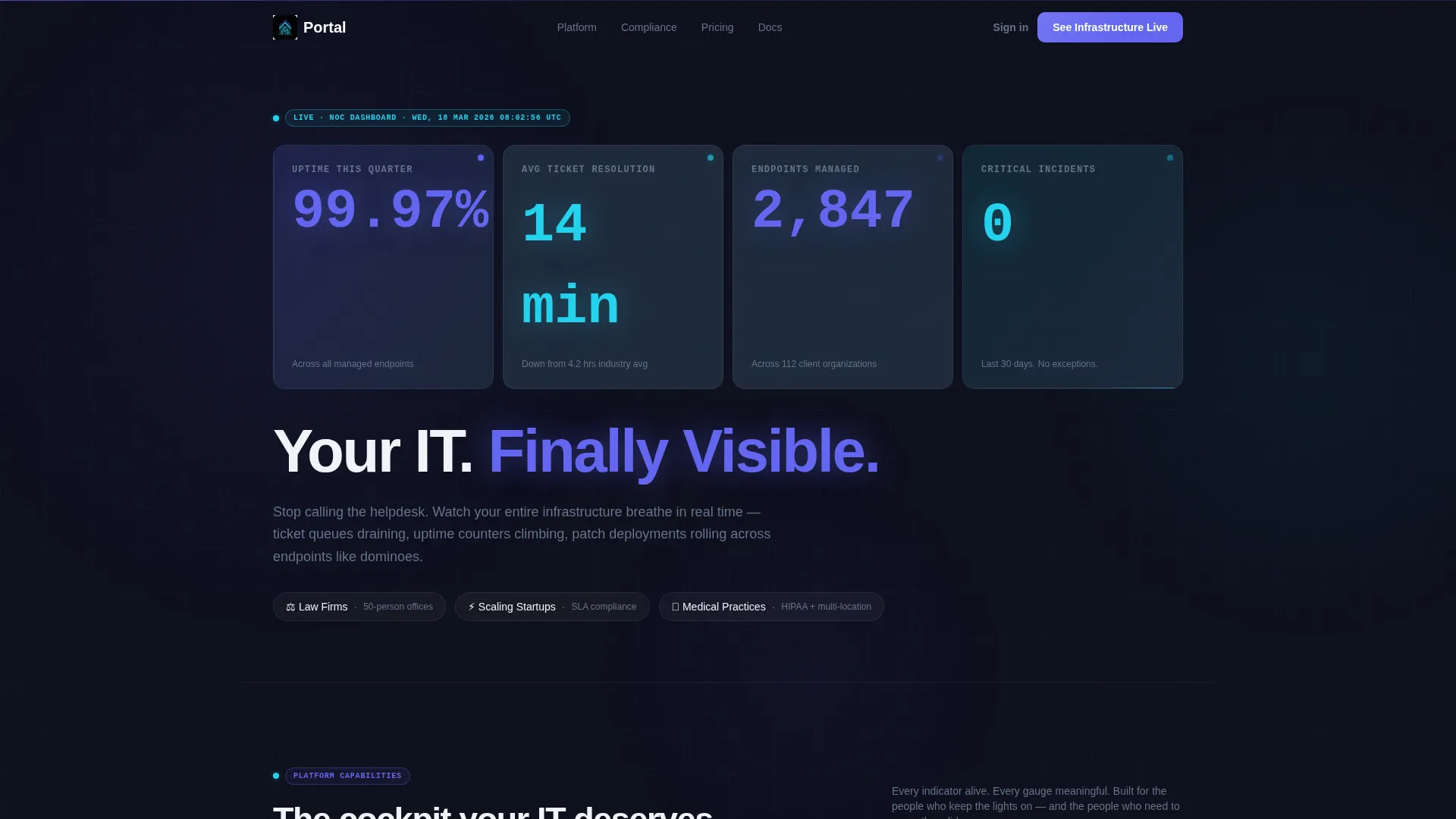 IT Services Client Portal Landing Page Template