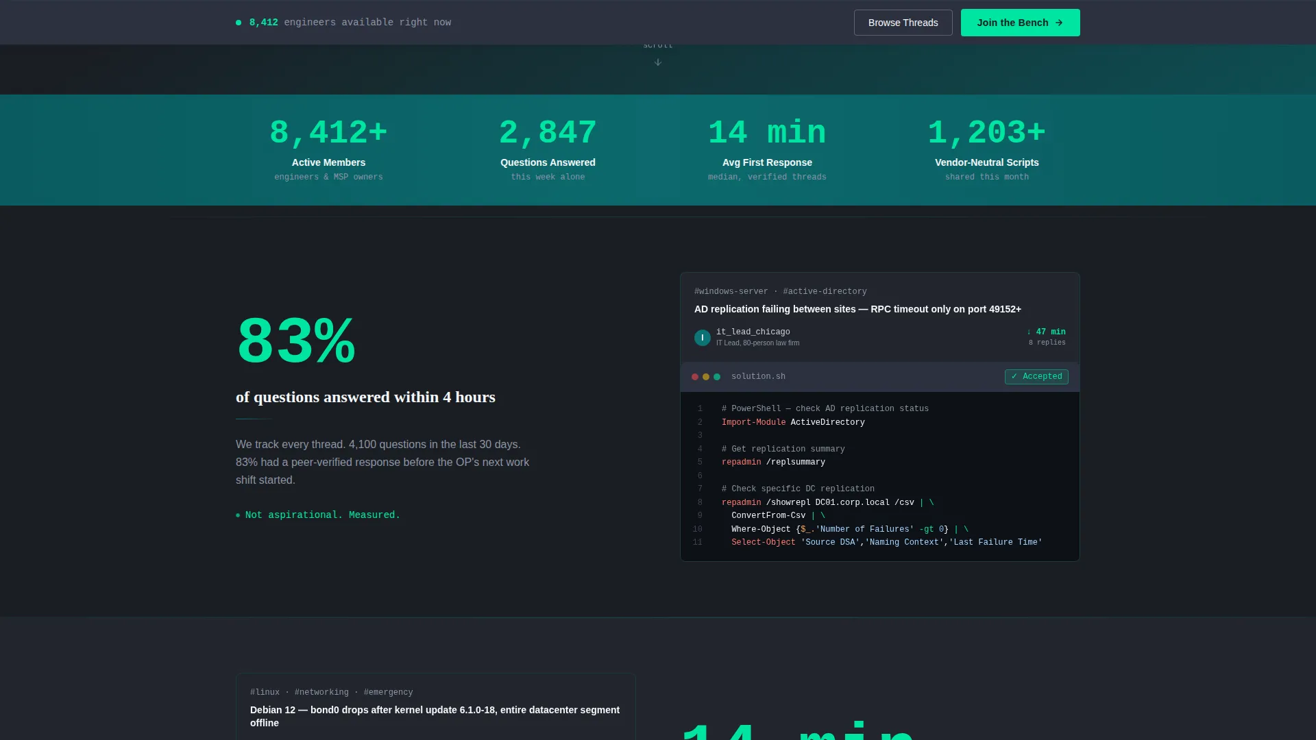 IT Services Community Forum Landing Page Template
