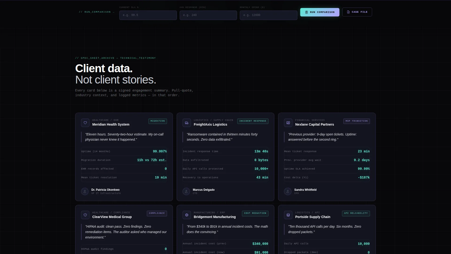 IT Services Testimonials Landing Page Template