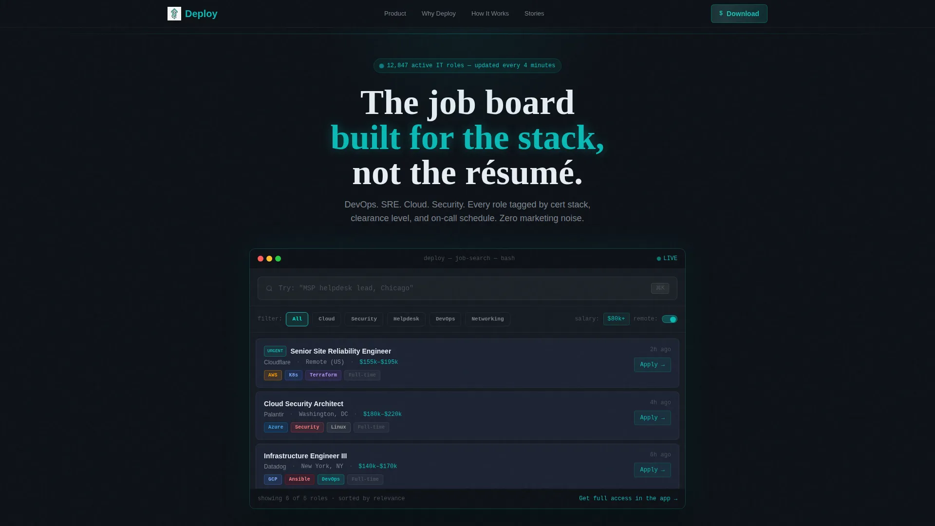 IT Services Job Board Landing Page Template