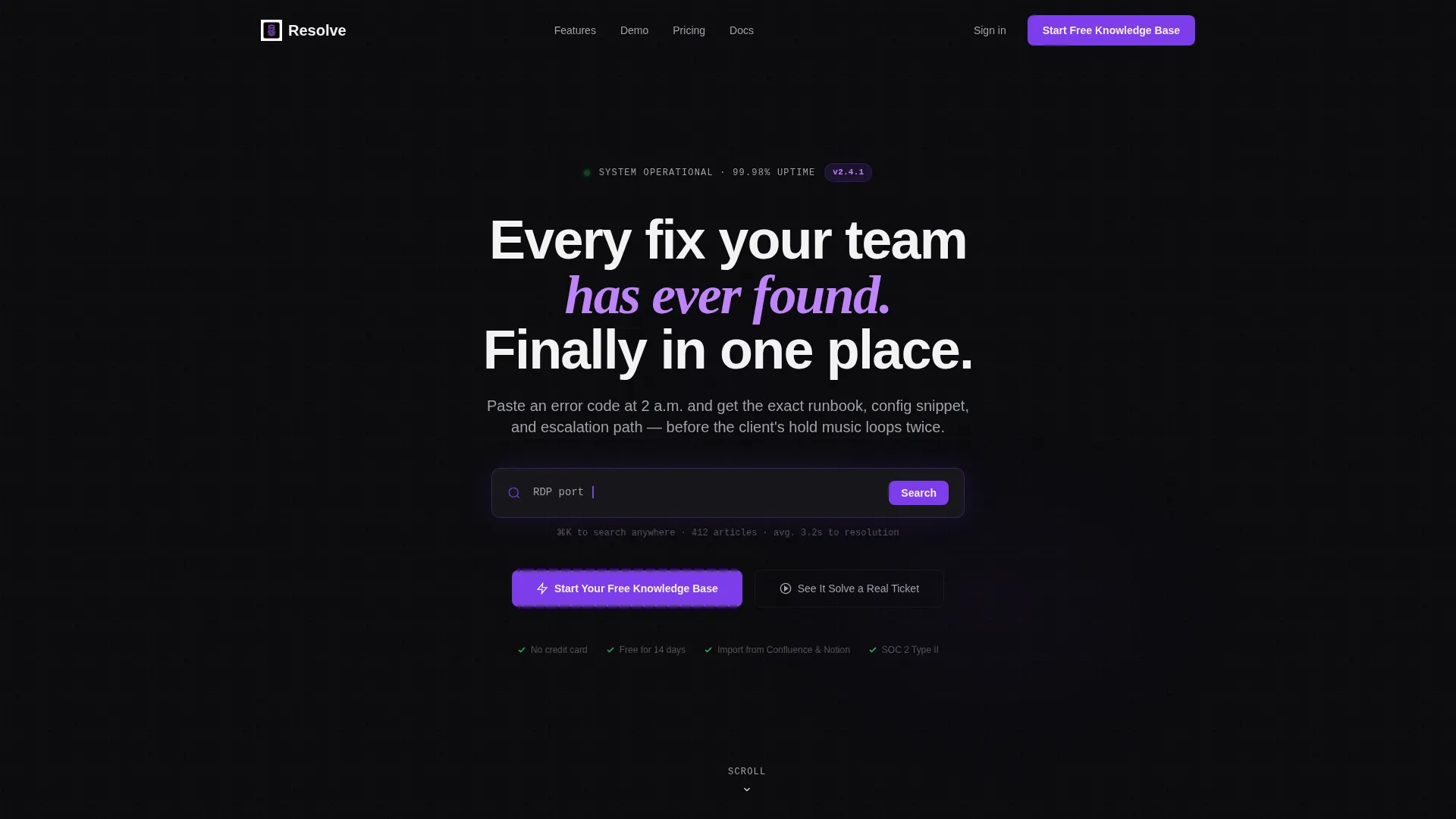 IT Services Knowledge Base Landing Page Template