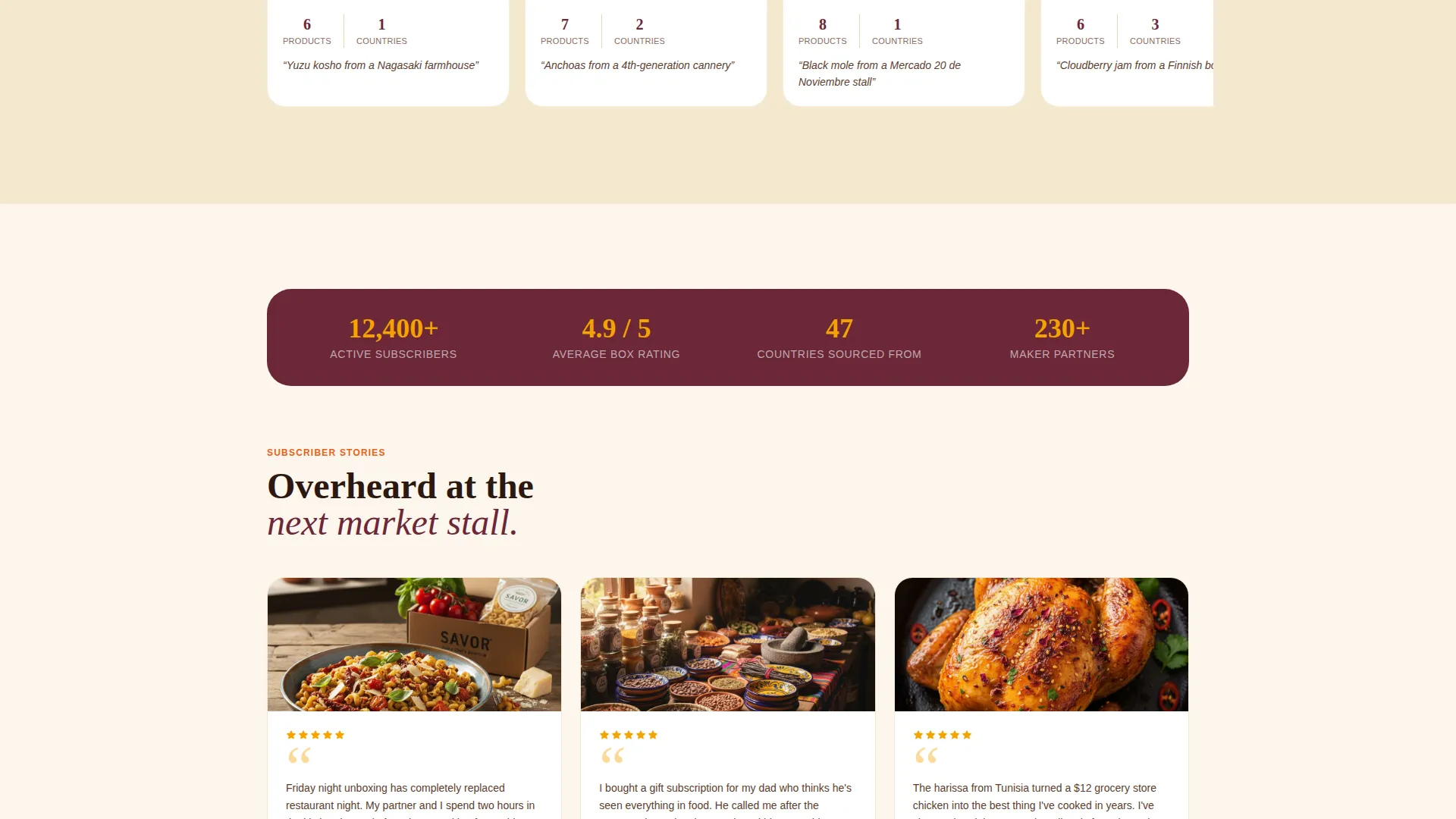 Gourmet Subscription Box Landing Page Template