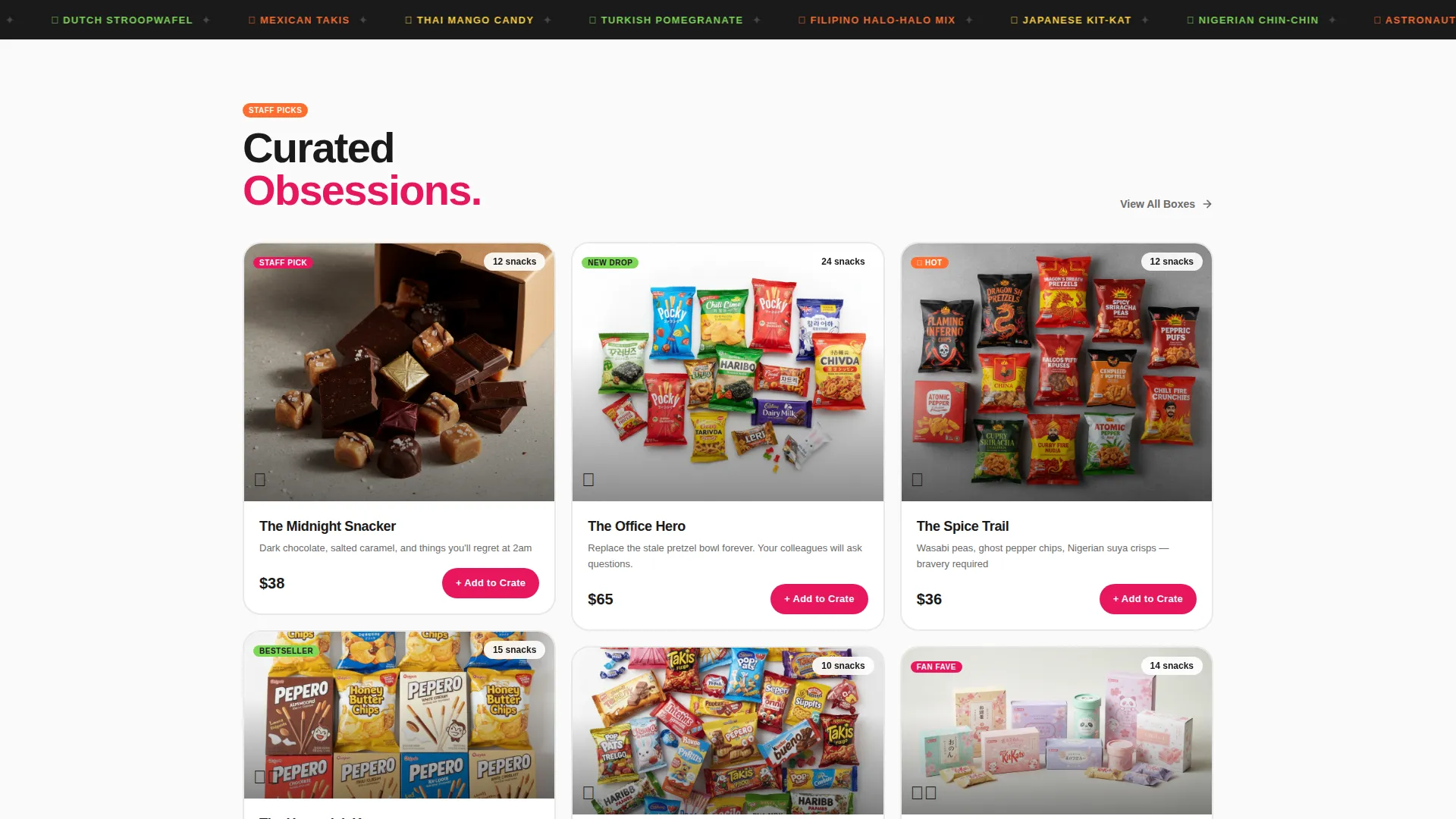 Snack Box Marketplace Landing Page Template