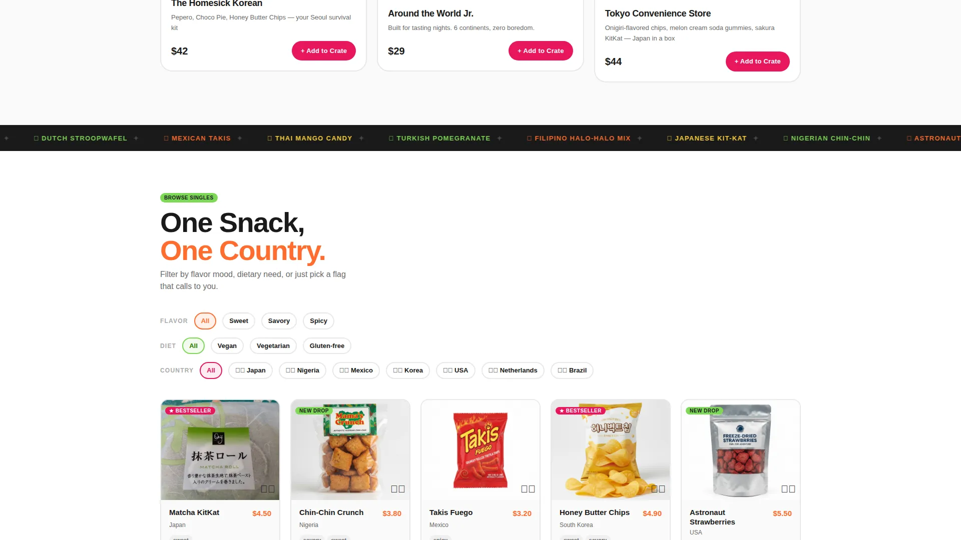 Snack Box Marketplace Landing Page Template