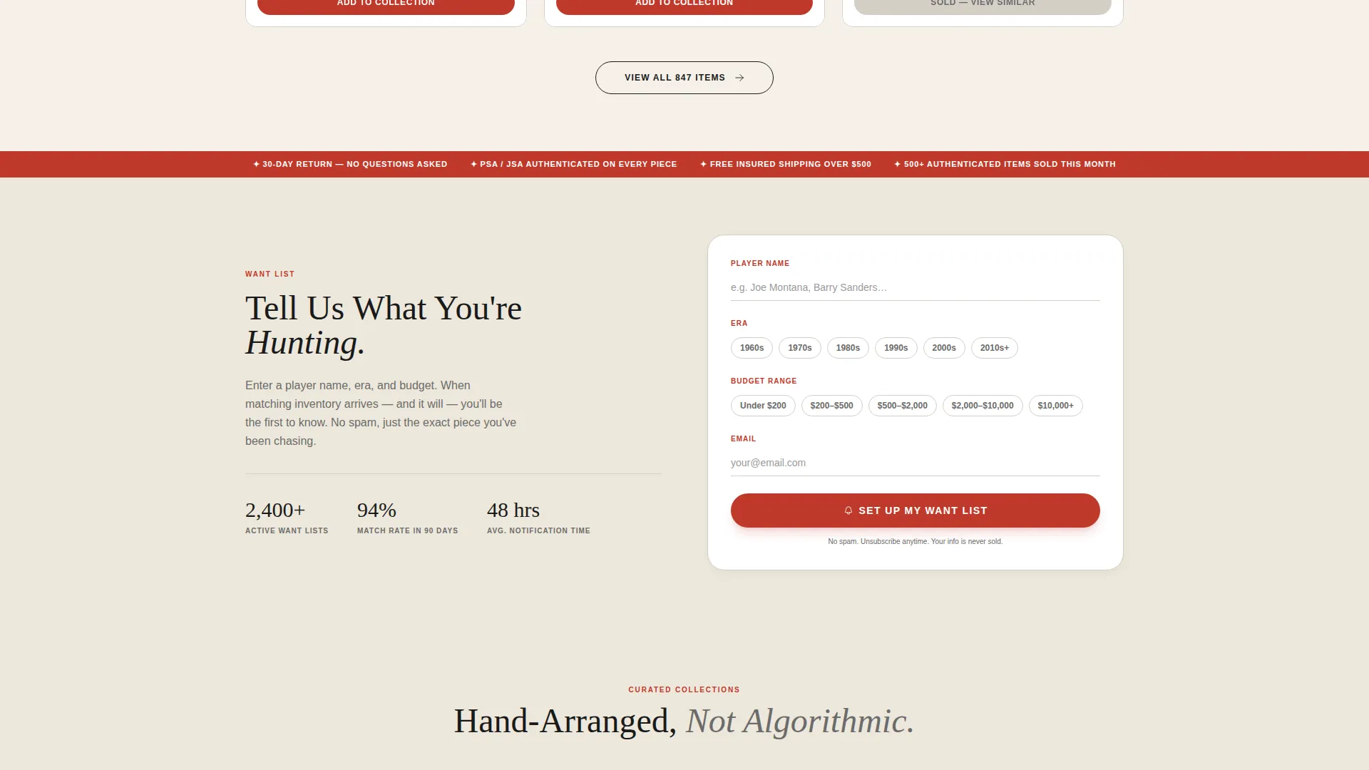 Football Memorabilia Landing Page Template