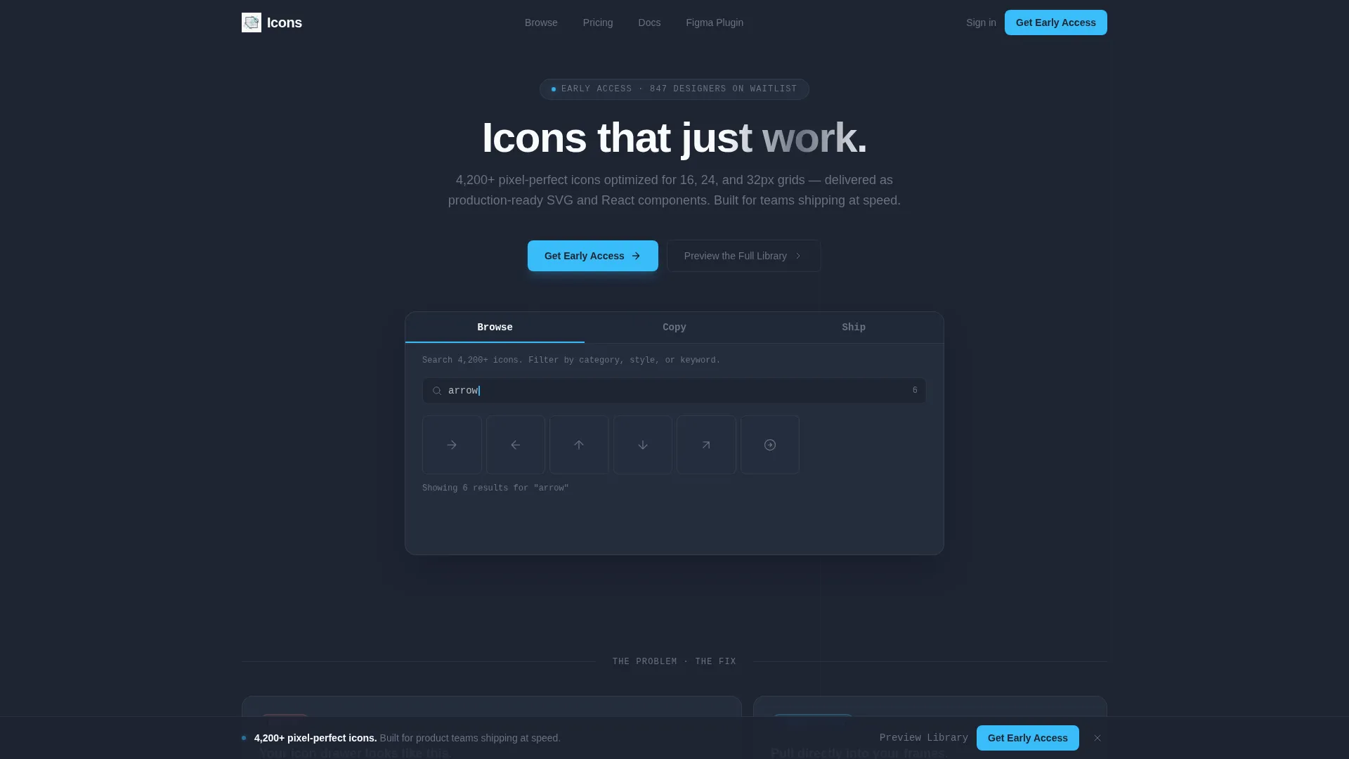 Icon Library Bento Grid Landing Page Template