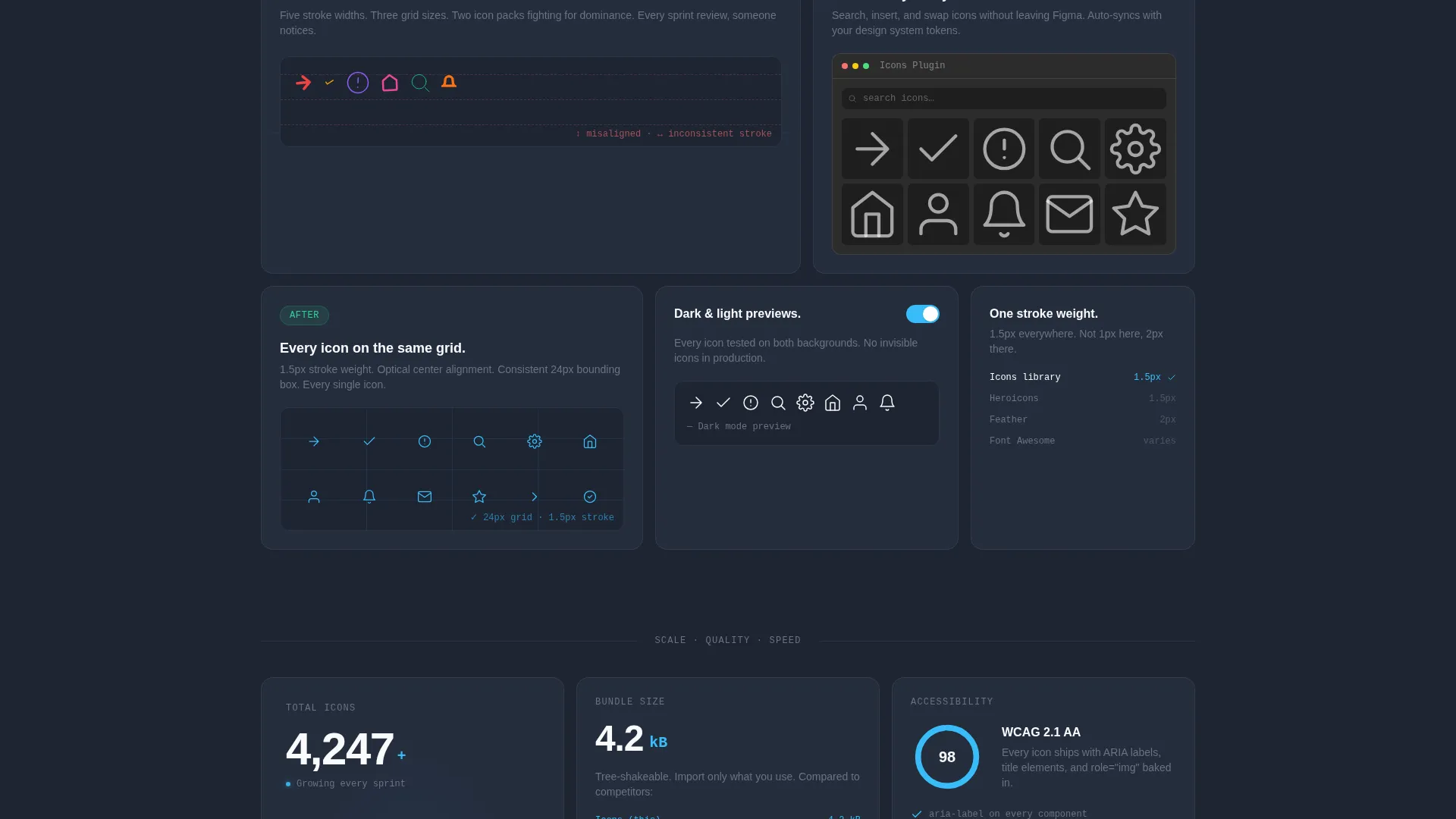 Icon Library Bento Grid Landing Page Template
