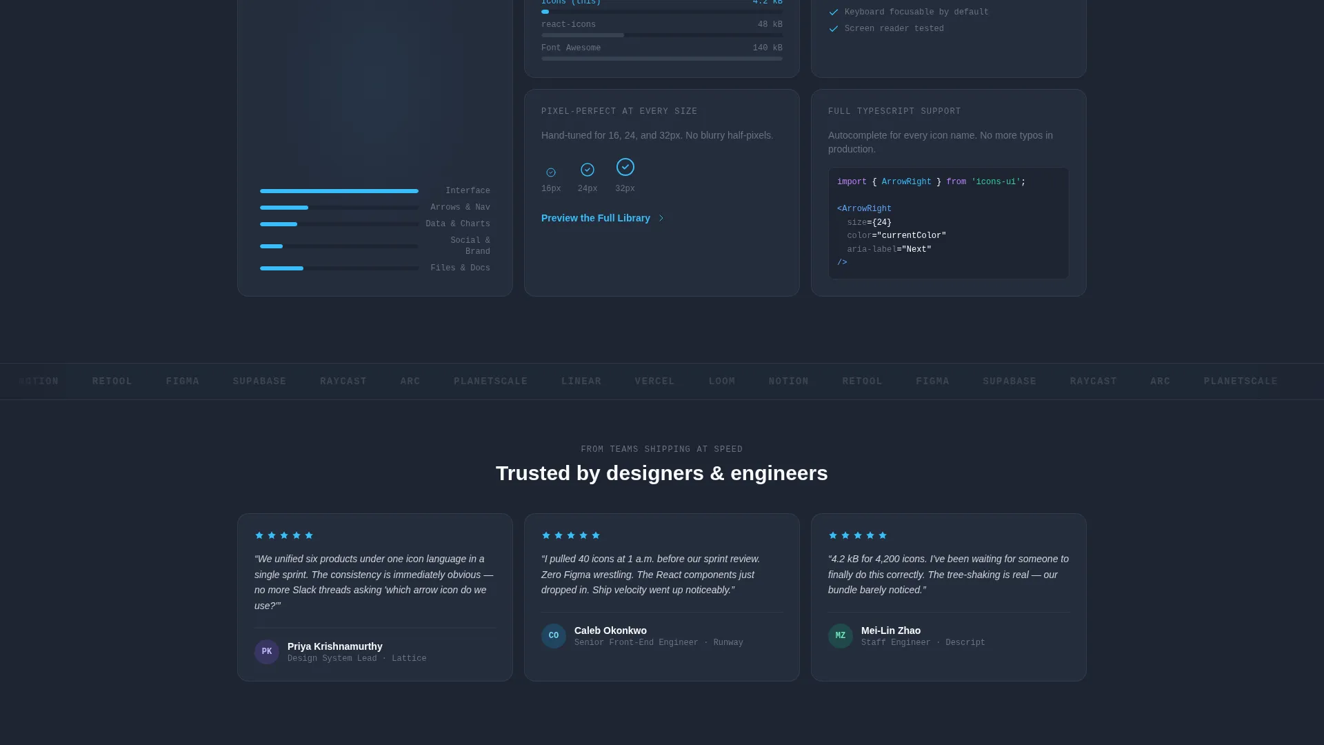 Icon Library Bento Grid Landing Page Template