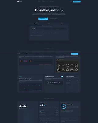 Icon Library Bento Grid Landing Page Template