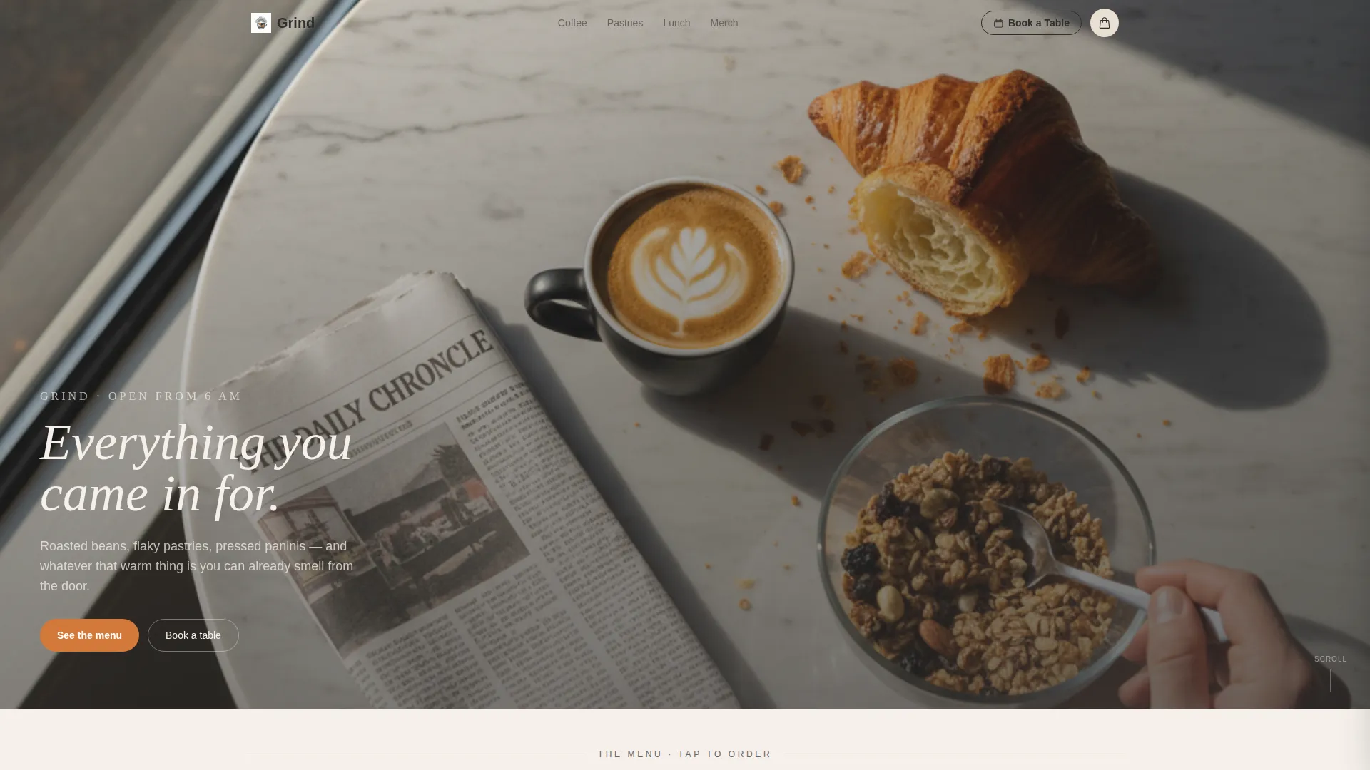 Café Bento Grid Landing Page Template