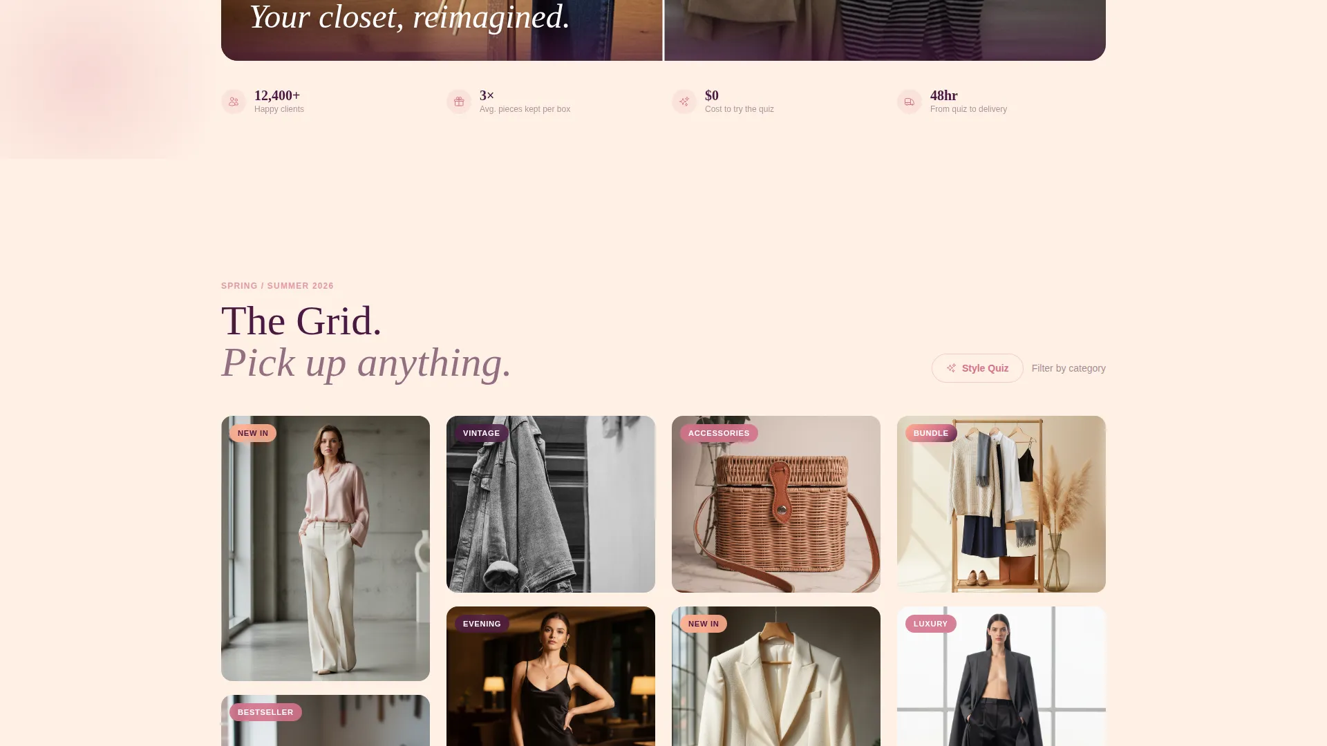 Curated Fashion Store Landing Page Template