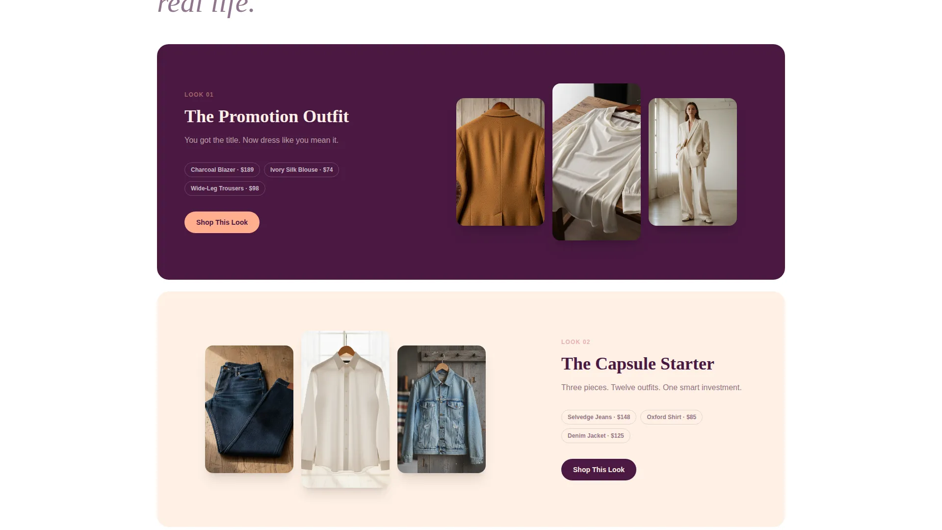 Curated Fashion Store Landing Page Template