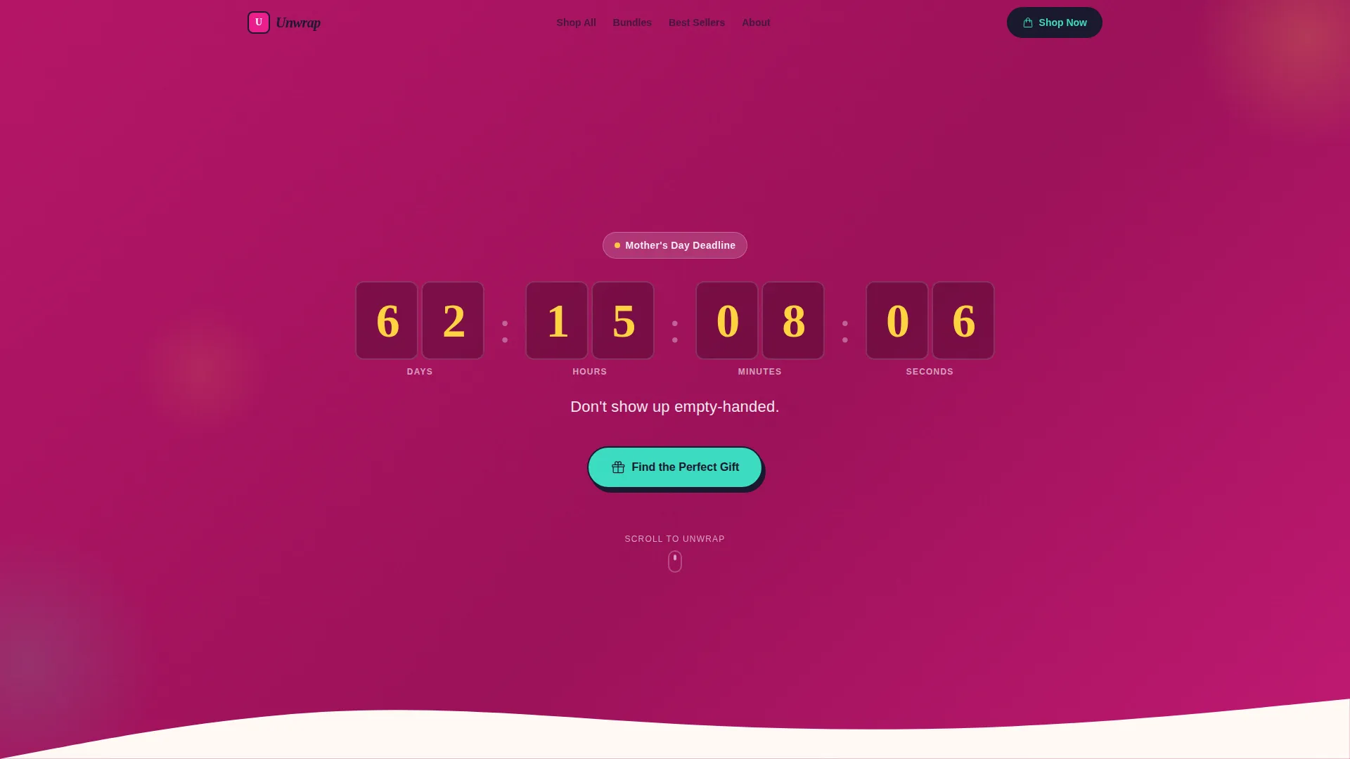 Gift Shop Landing Page Template | Card Grid & Countdown