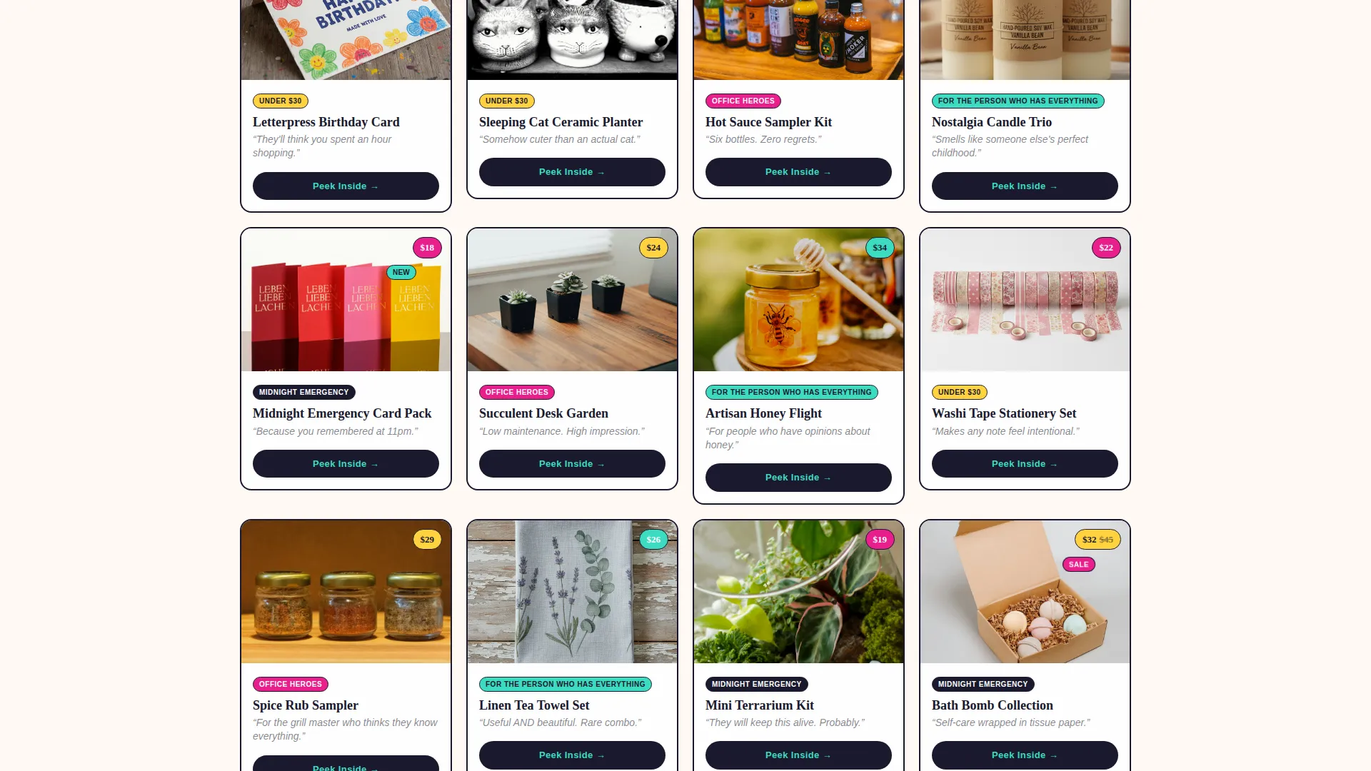 Gift Shop Landing Page Template | Card Grid & Countdown